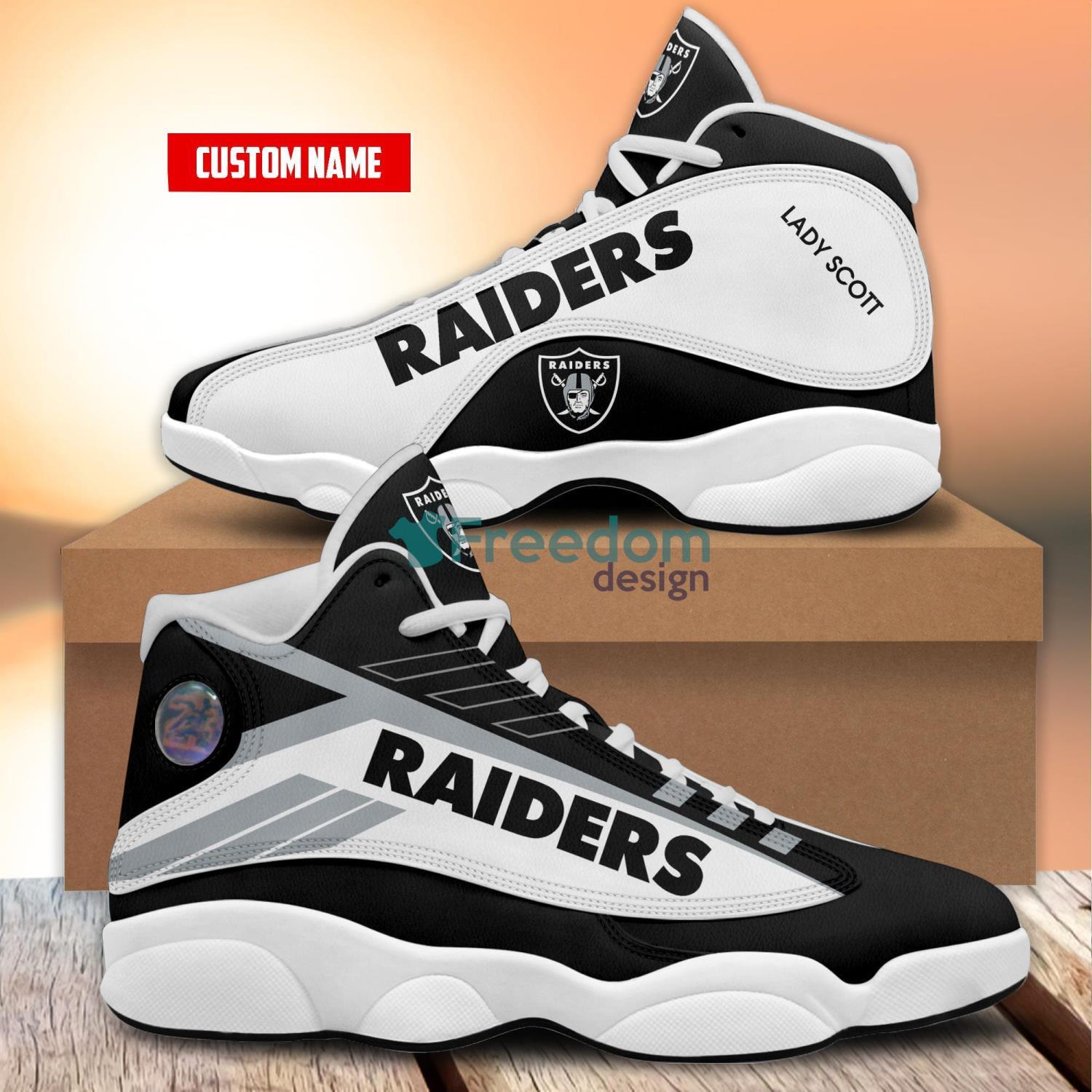 Las Vegas Raiders Team Custom Name Air Jordan 13 Shoes For Fans