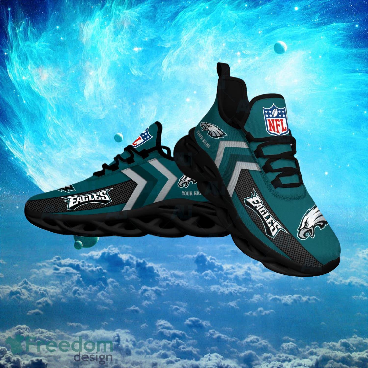 Custom Name NFL Chunky Sneakers Philadelphia Eagles Logo Max Soul