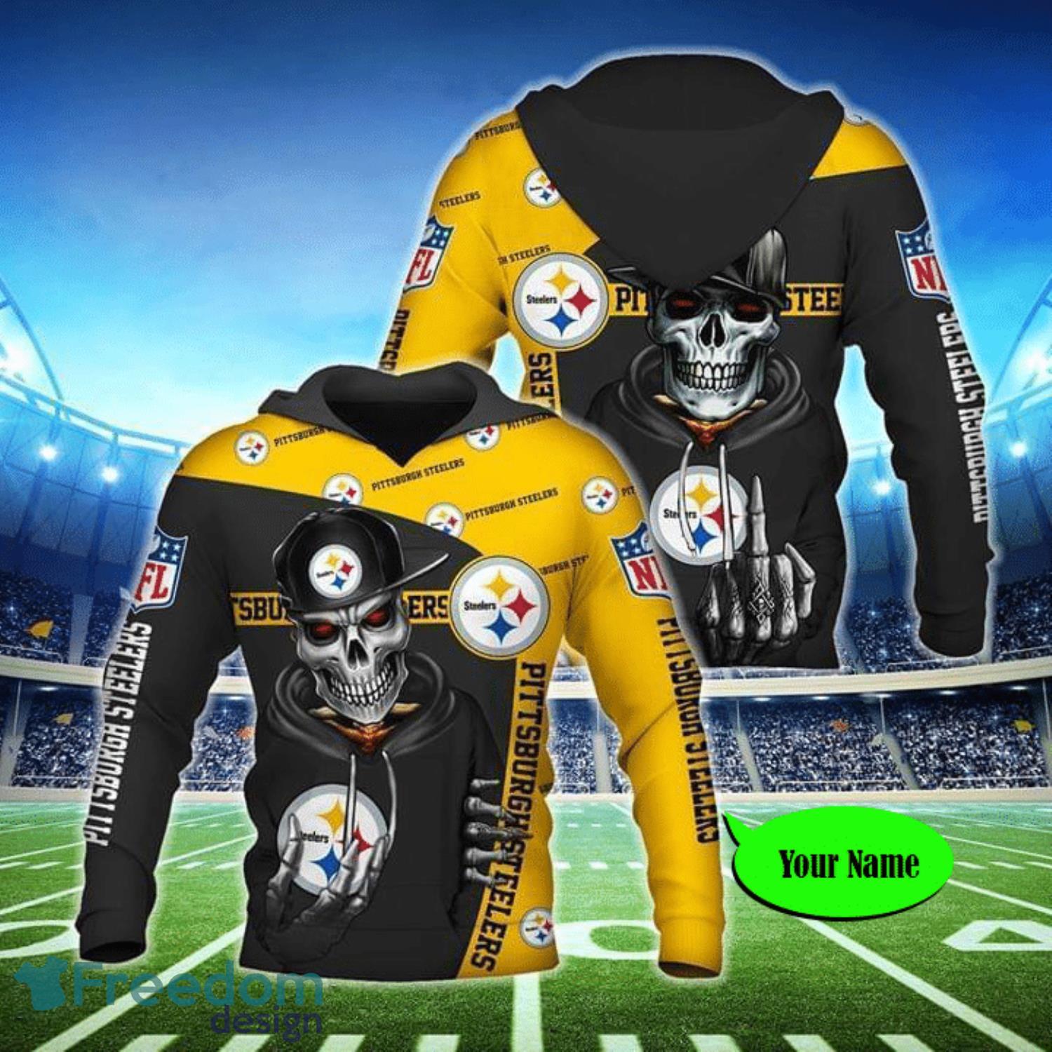 Fanmade Custom Name Hoodie Pittsburgh Steelers AverageWeight Polyester 3D