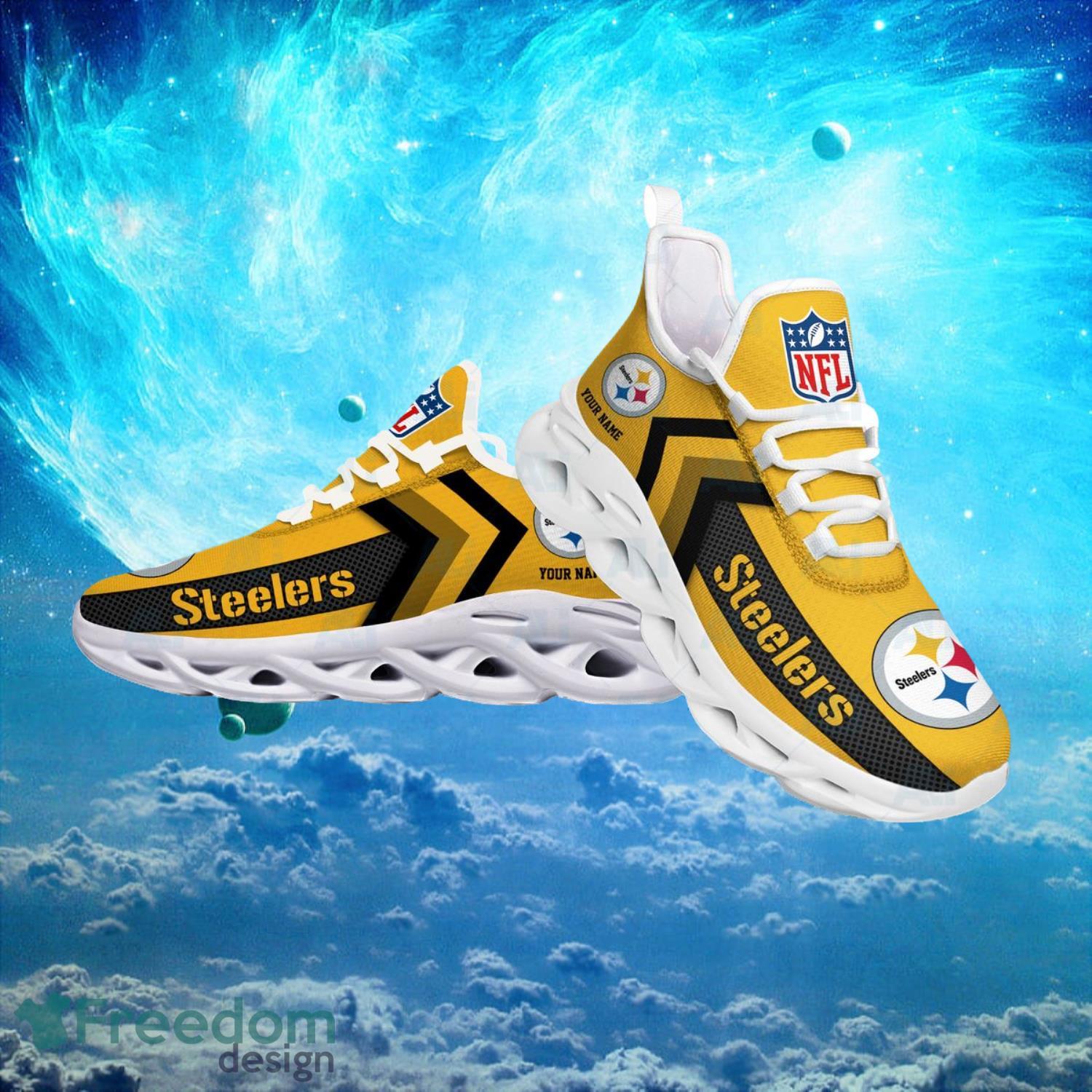 Pittsburgh Steelers NFL Logo Fans Custom Name Max Soul Shoes Product Photo 2