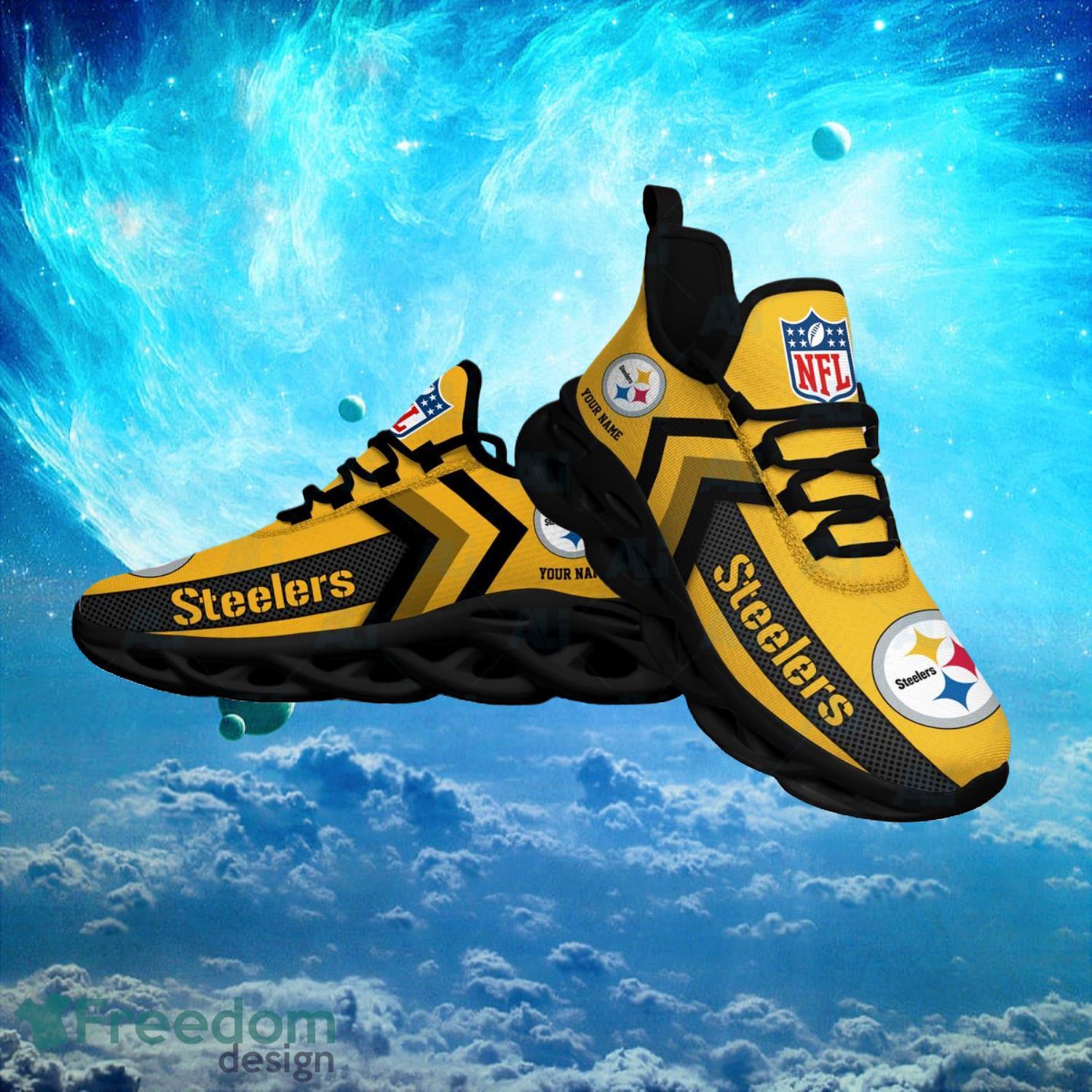 Pittsburgh Steelers NFL Logo Fans Custom Name Max Soul Shoes Product Photo 1