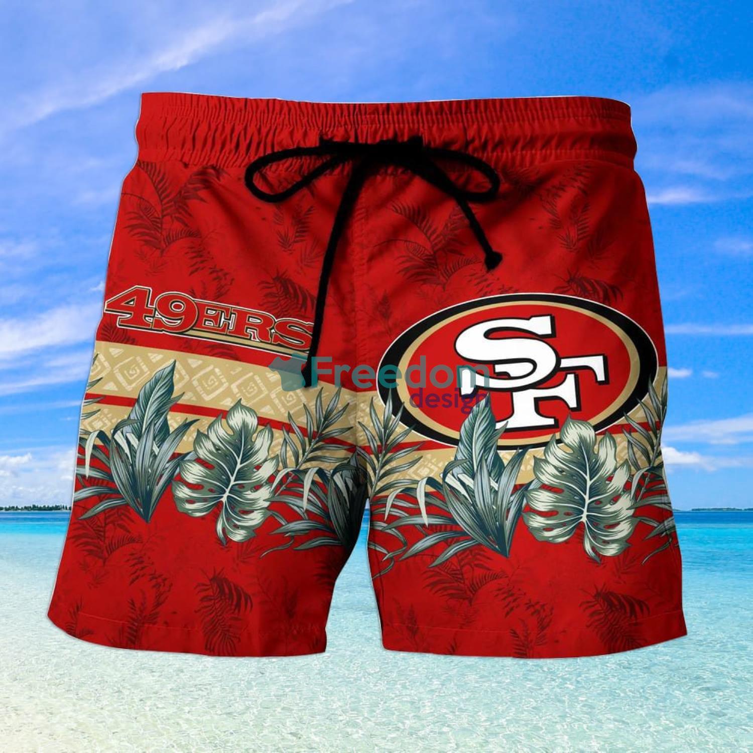San Francisco 49ers NFL Leaf Pattern Hawaiian Shirt And Shorts -  Freedomdesign