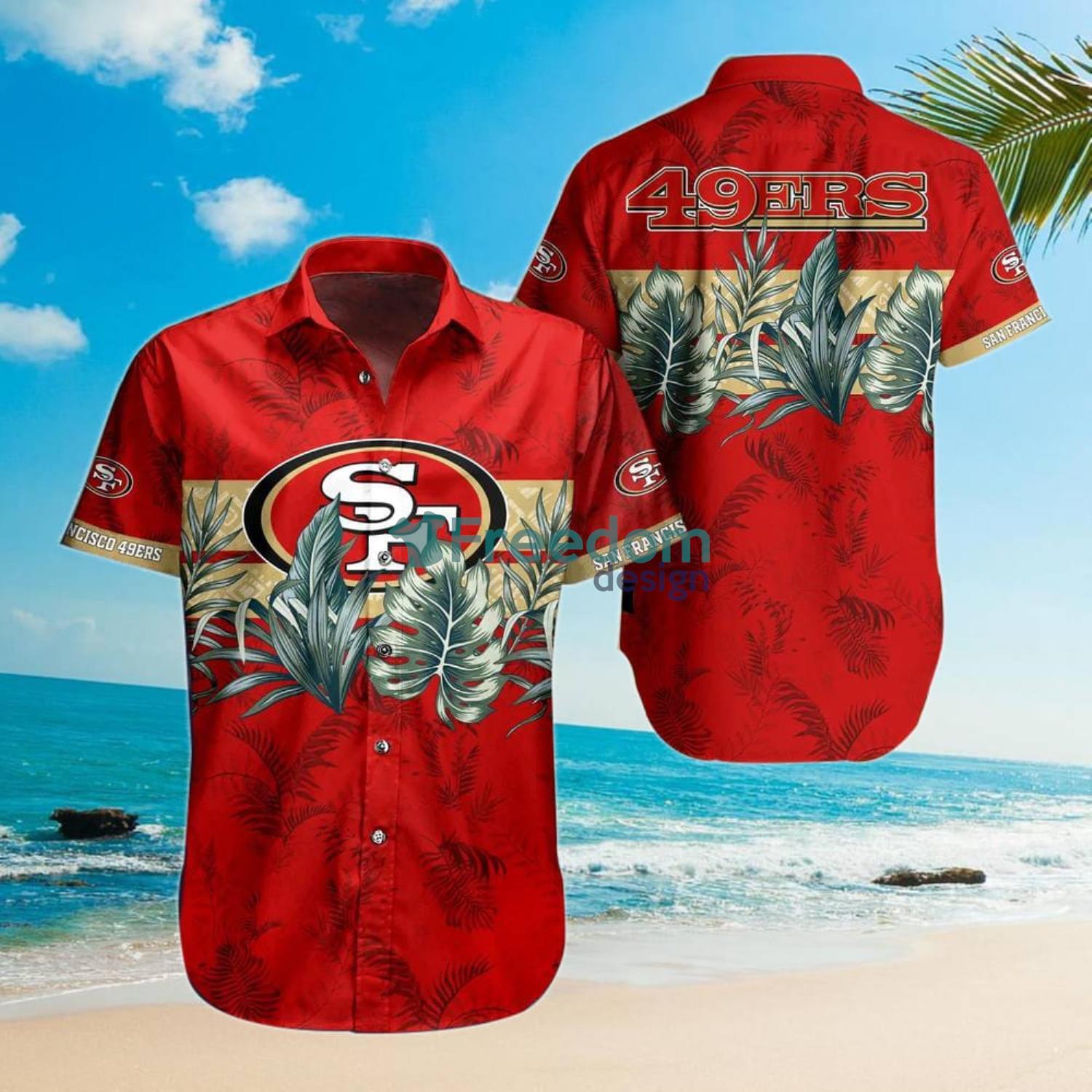 San Francisco 49ers 2 Piece Hawaiian Shirts Beach Shorts Set