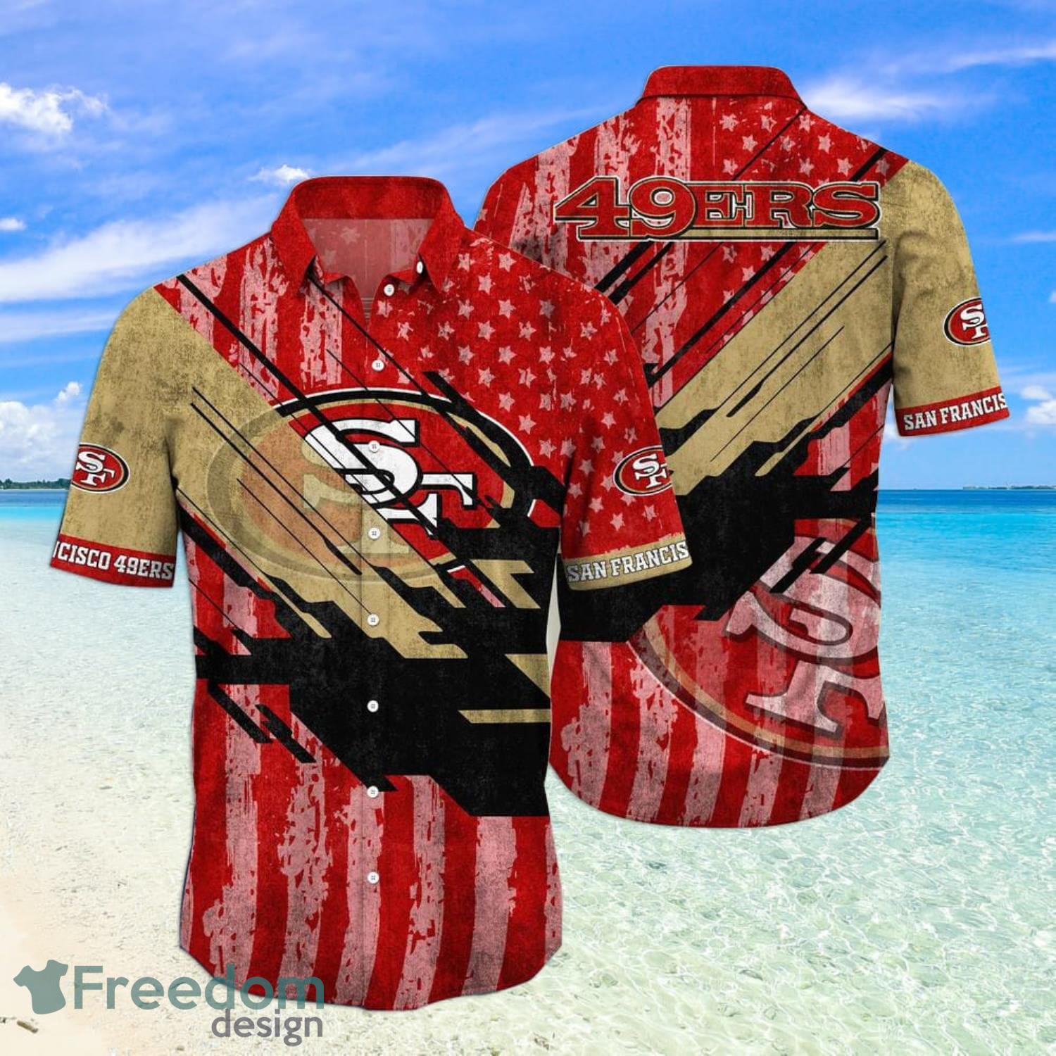 San Francisco 49ers Hawaiian Shirt Graphic American Flag Gift