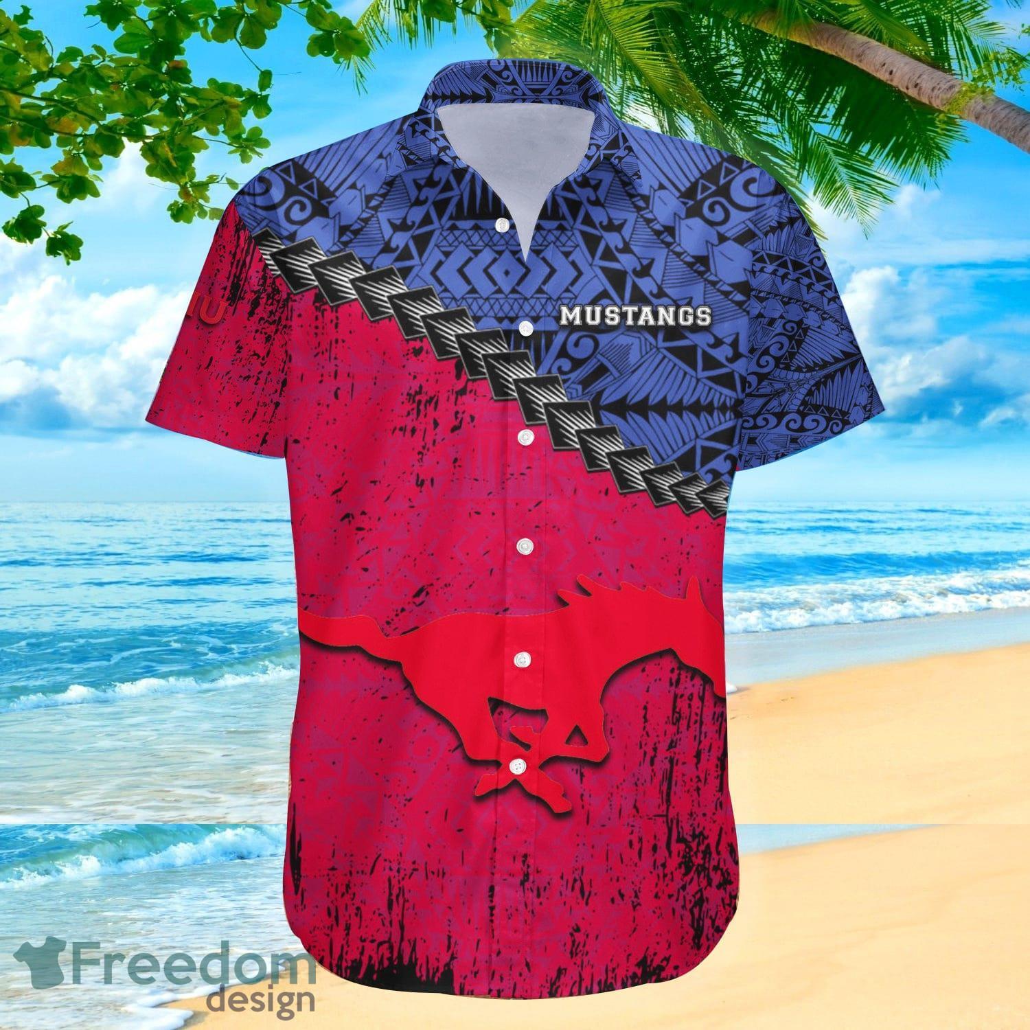 SMU Mustangs NCAA Fans Grunge Polynesian Tattoo Summer Gift Hawaiian Shirt image SMU Mustangs NCAA Fans Grunge Polynesian Tattoo Summer Gift Hawaiian Shirt Product Photo 2