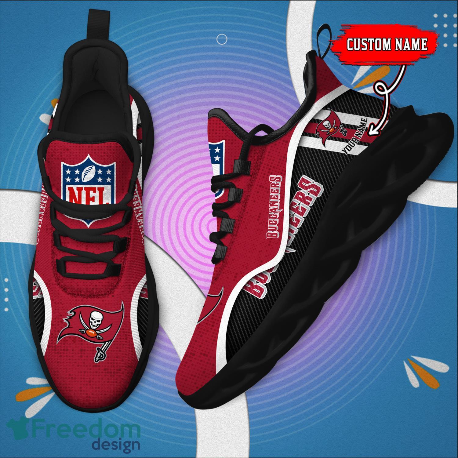 Tampa Bay Buccaneers Custom Name Men And Women Max Soul Shoes image Tampa Bay Buccaneers Custom Name Men And Women Max Soul Shoes Product Photo 3