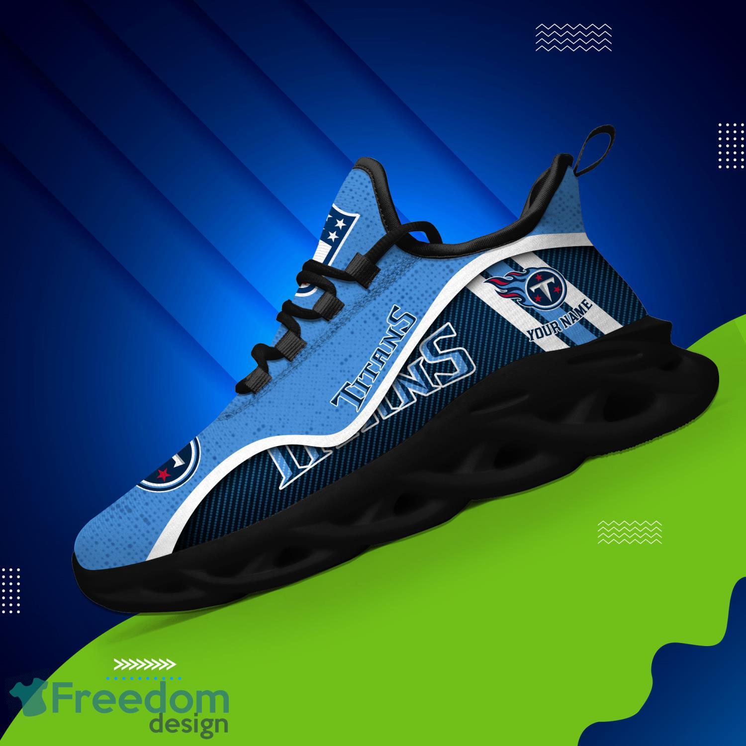 NFL Tennessee Titans Custom Name Navy Blue Max Sole Sneakers Shoes