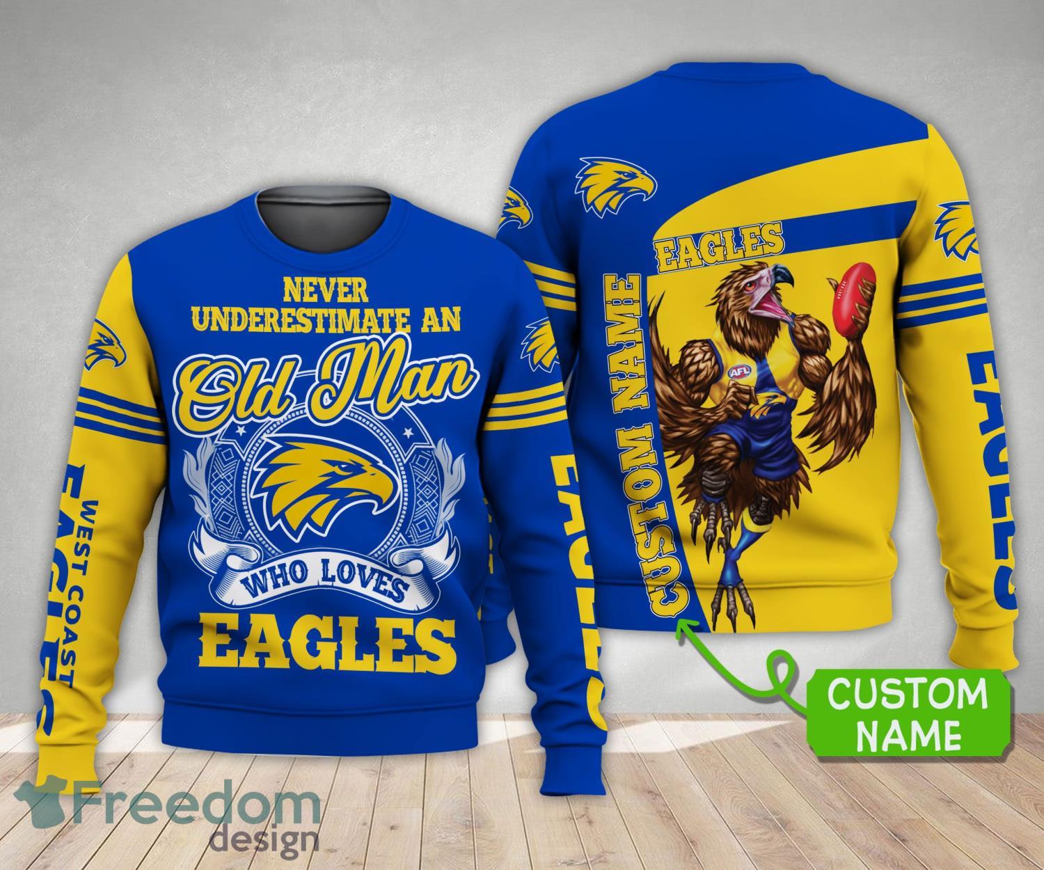 West Coast Eagles Custom Name An Old Man Loves Eagles All Over Print 3D Shirt image West Coast Eagles Custom Name An Old Man Loves Eagles All Over Print 3D Shirt Product Photo 3