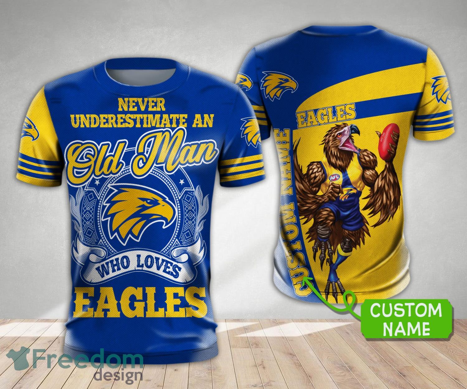 West Coast Eagles Custom Name An Old Man Loves Eagles All Over Print 3D Shirt Product Photo 4 West Coast Eagles Custom Name An Old Man Loves Eagles All Over Print 3D Shirt