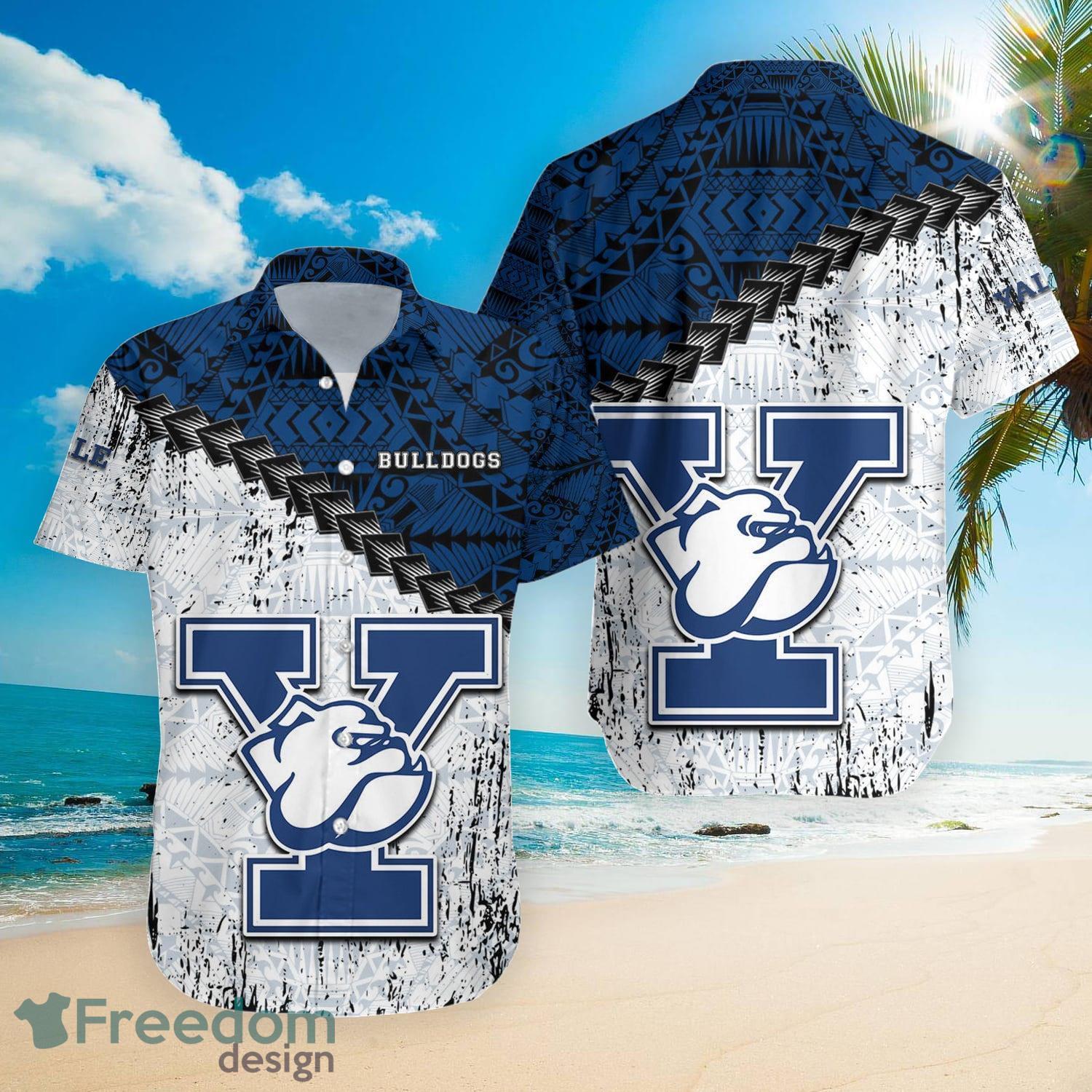 Yale Bulldogs NCAA Fans Grunge Polynesian Tattoo Summer Gift Hawaiian Shirt image Yale Bulldogs NCAA Fans Grunge Polynesian Tattoo Summer Gift Hawaiian Shirt Product Photo 3