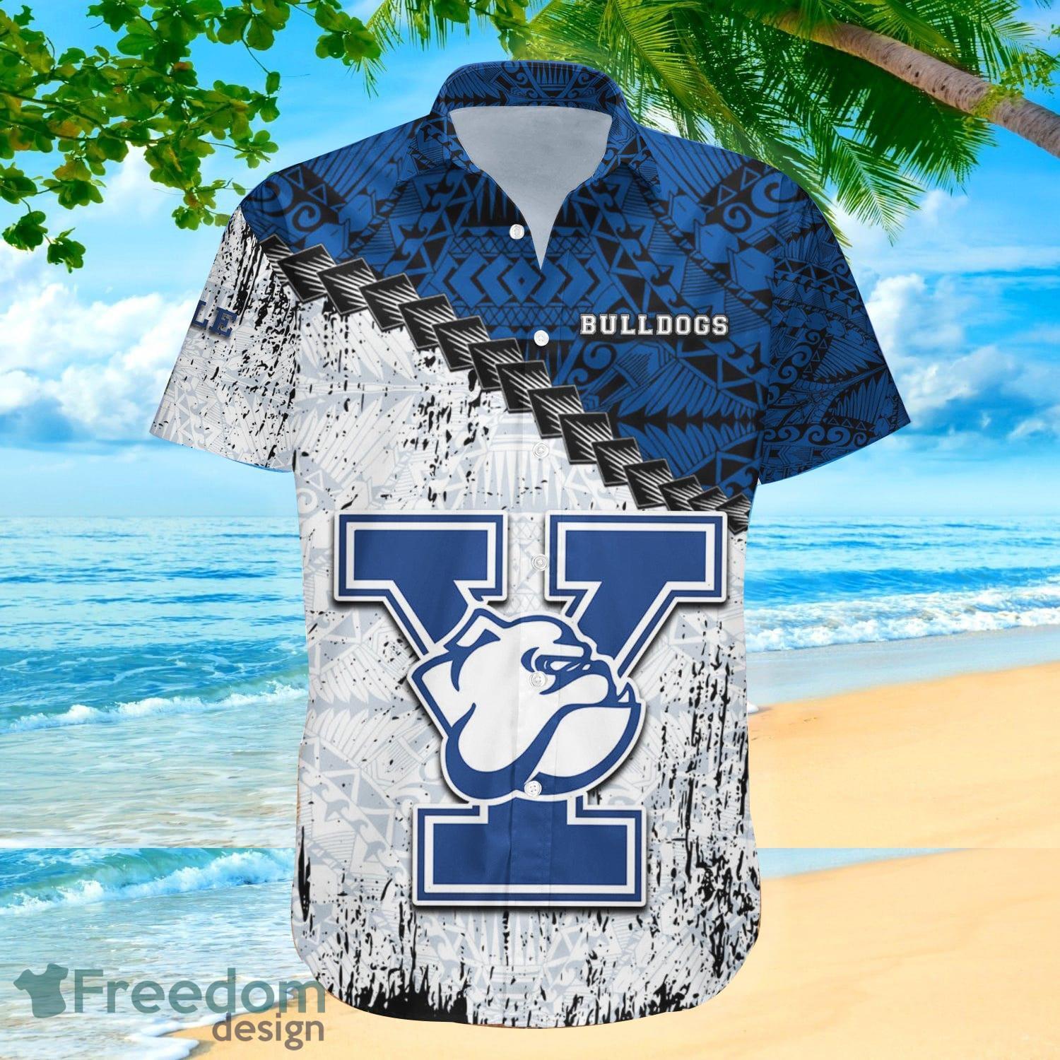Yale Bulldogs NCAA Fans Grunge Polynesian Tattoo Summer Gift Hawaiian Shirt Product Photo 1