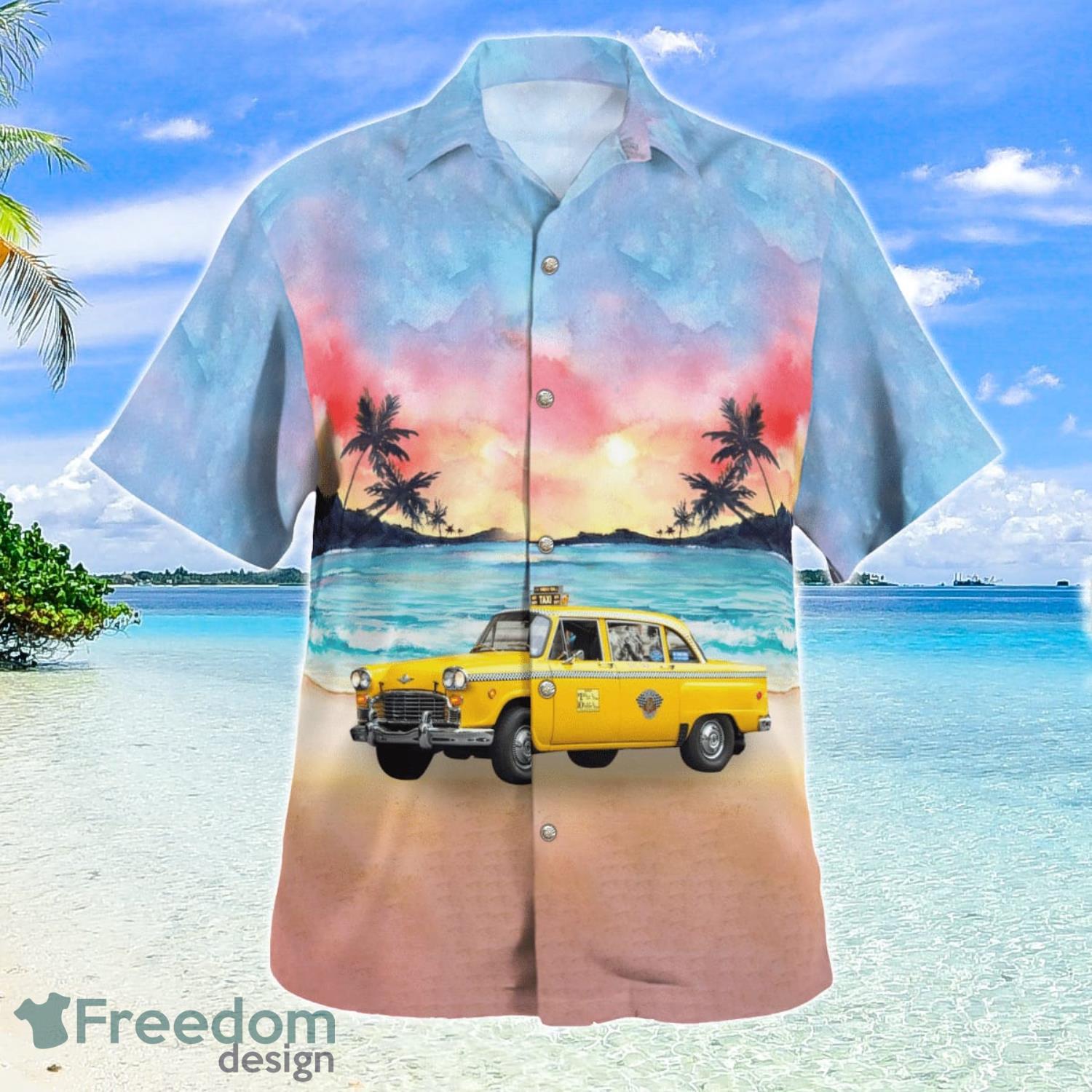 Yellow Checker Taxi Cab Aloha Summer Gift Hawaiian Shirt Product Photo 2