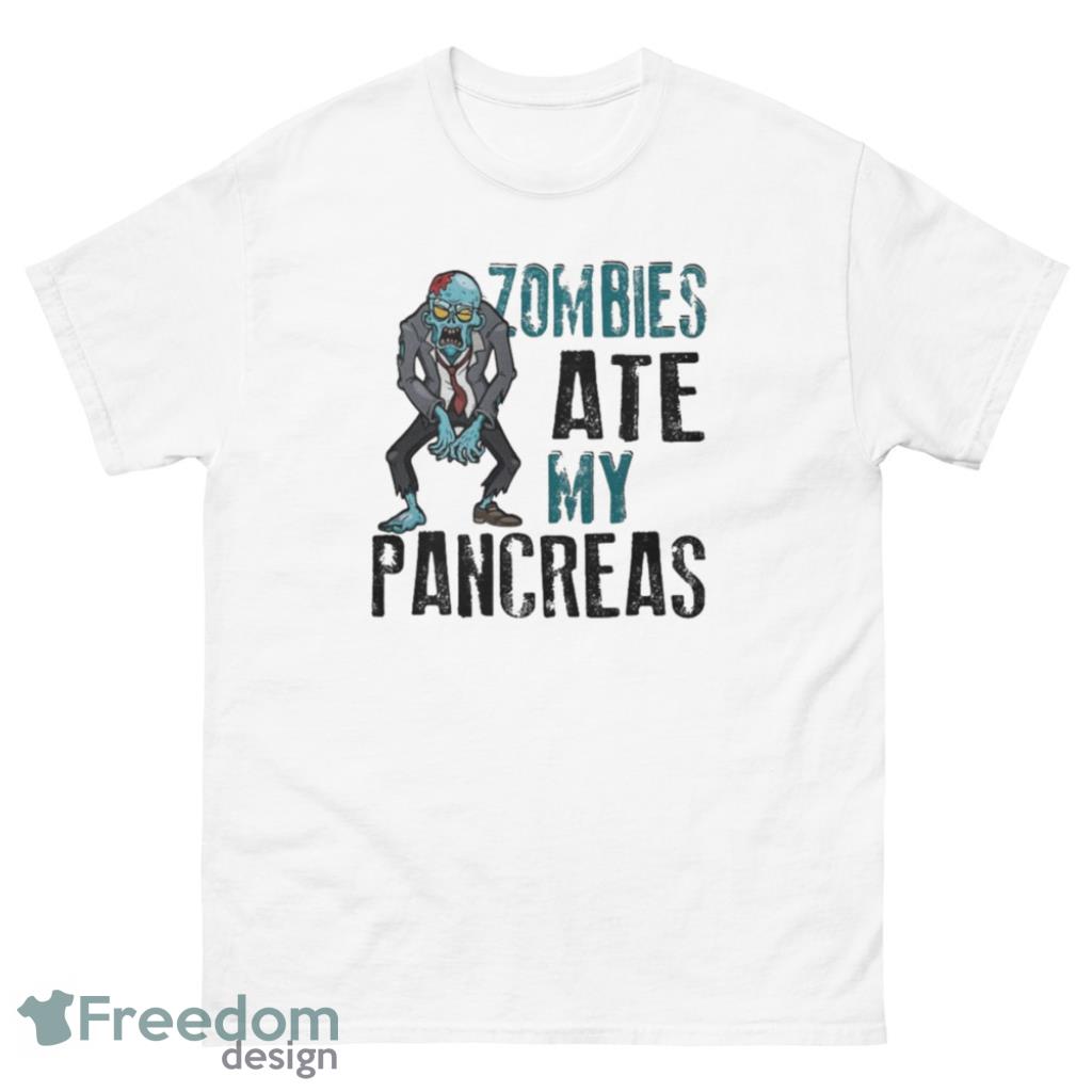 Zombies Ate My Pancreas Halloween T-Shirt Product Photo 2