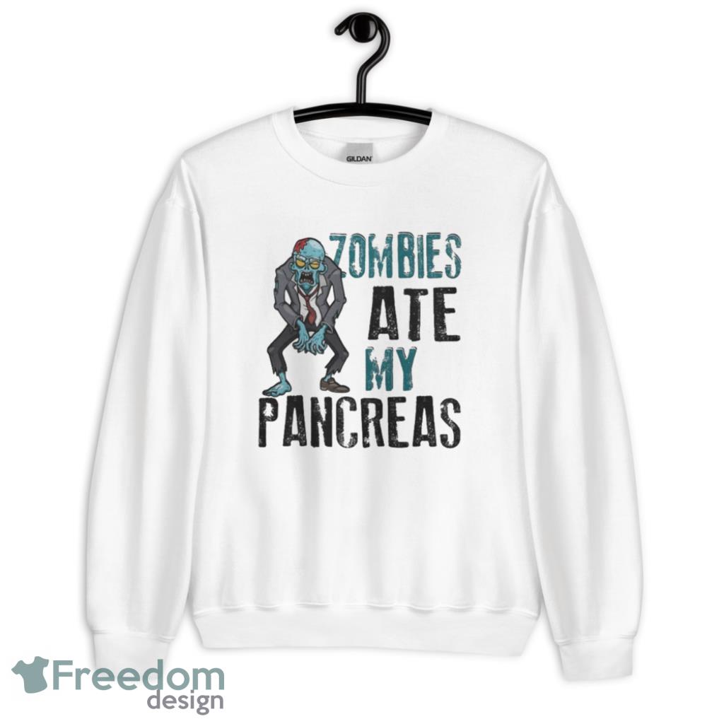 Zombies Ate My Pancreas Halloween T-Shirt Product Photo 1