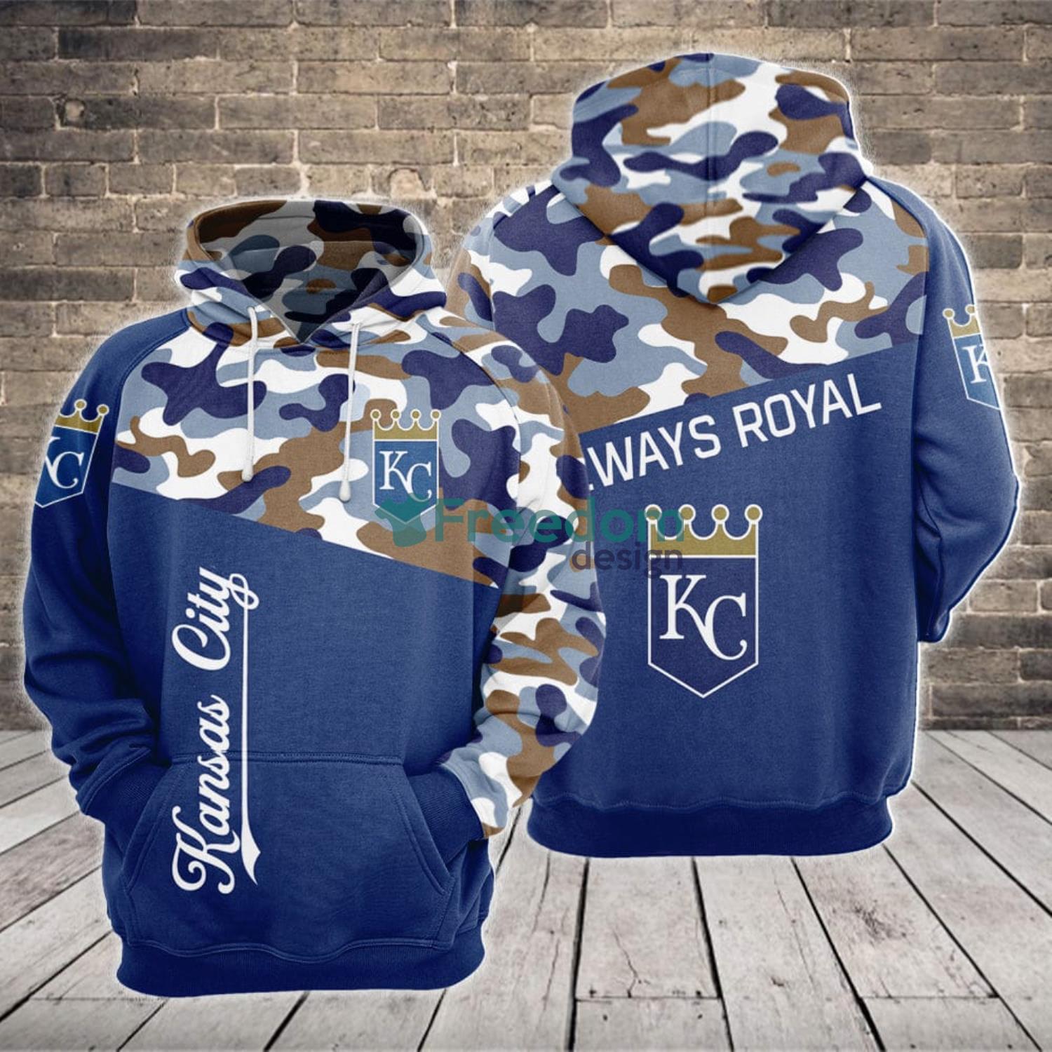 Amazon Sports Team Kansas City Royals Camo 3D Hoodie For Sport Team Product Photo 1