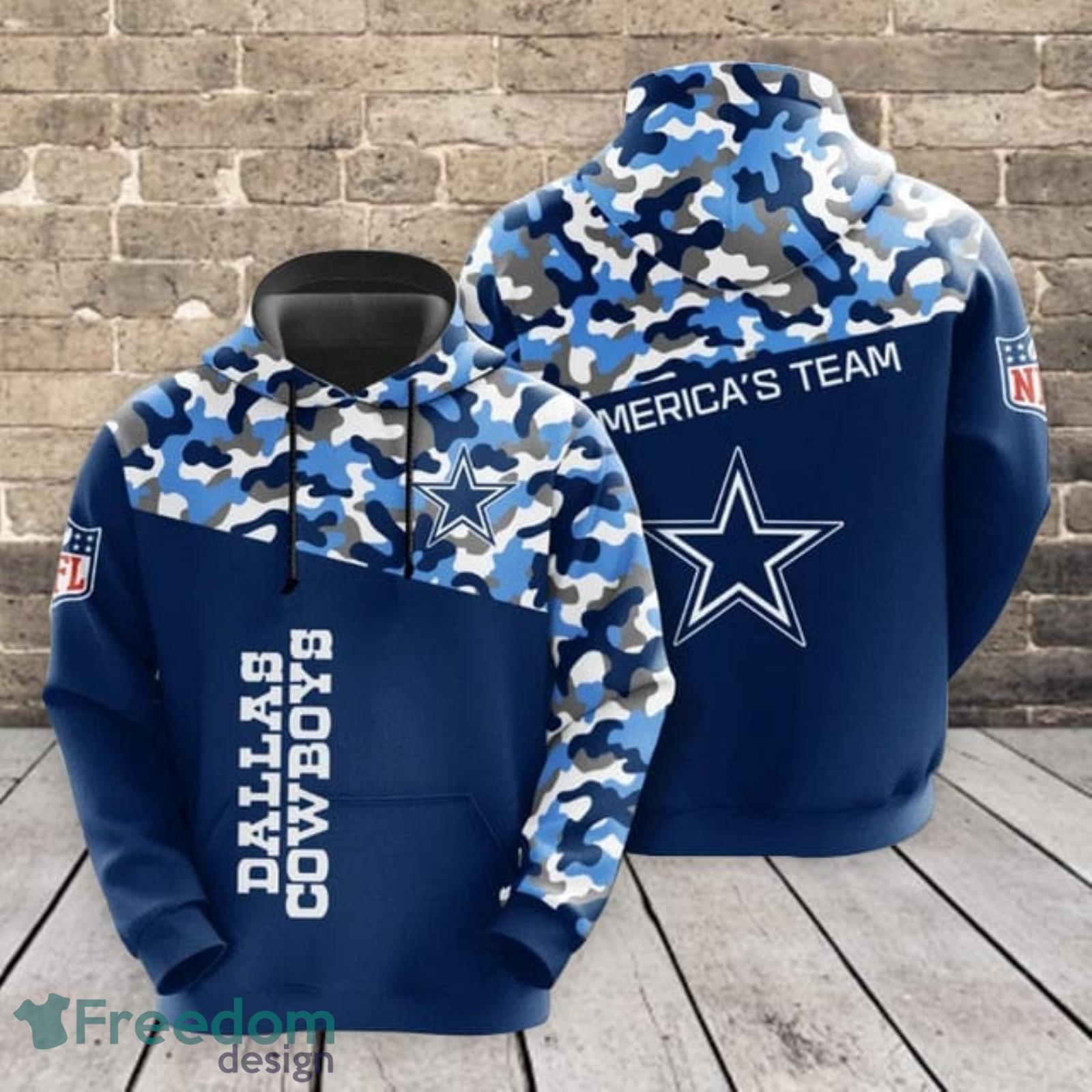 America's Team Dallas Cowboys Camouflage Pattern 3D Hoodie For Fans Product Photo 1