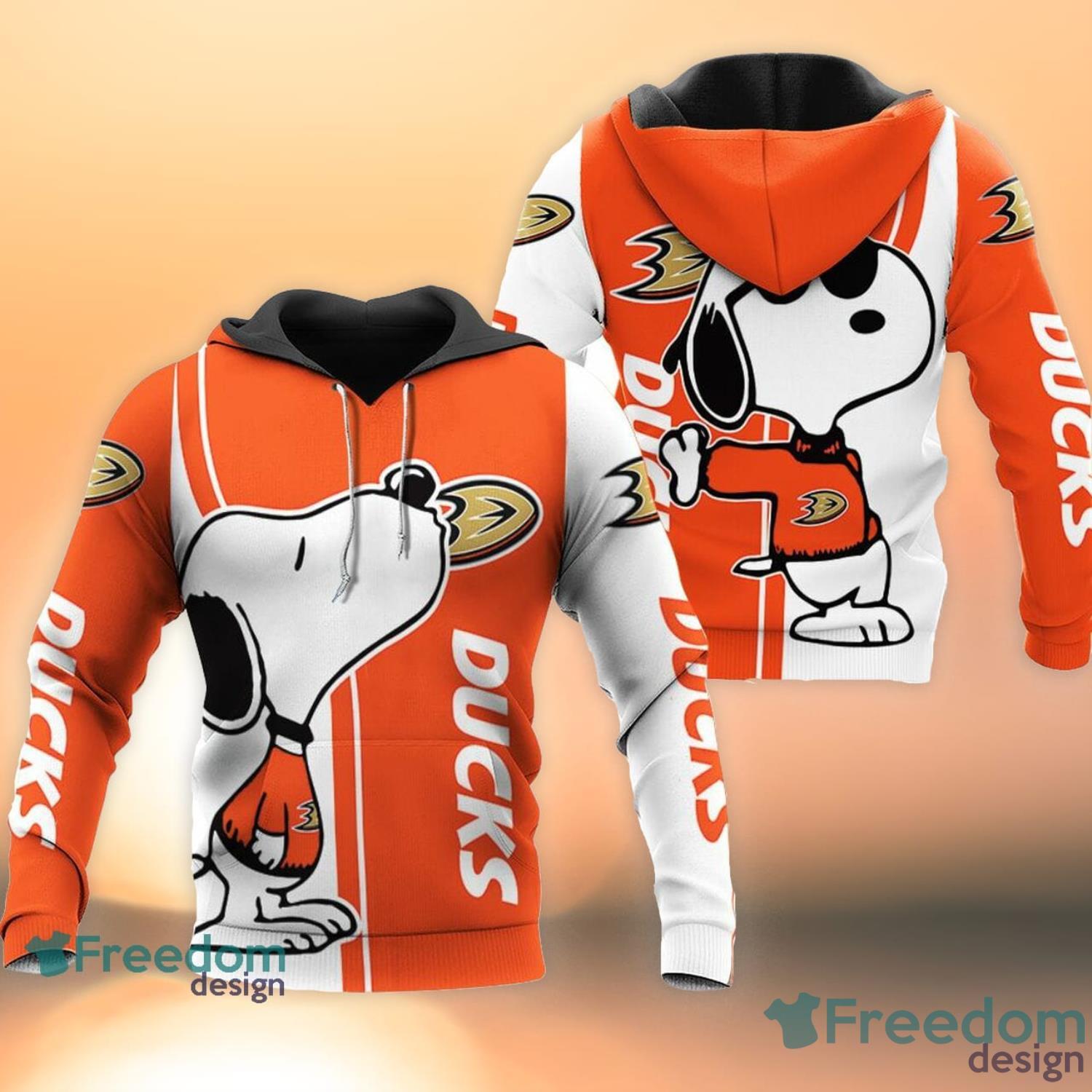 Anaheim Ducks Snoopy Kiss 3D All Over Printed Hoodie Zip Hoodie Product Photo 1