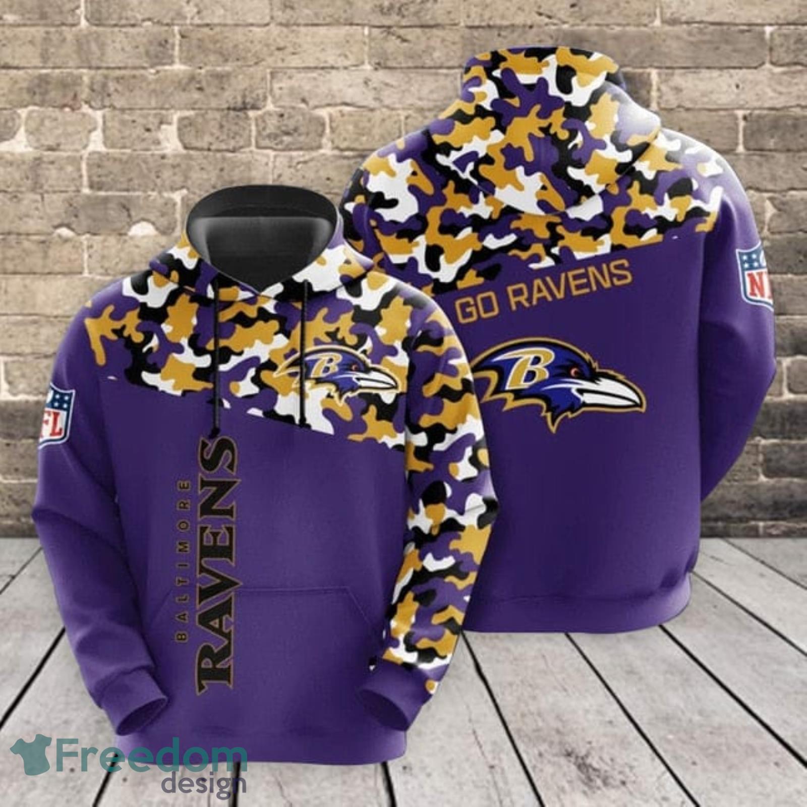 Baltimore Ravens NFL Hunting Camo Hoodie 3D For Fans