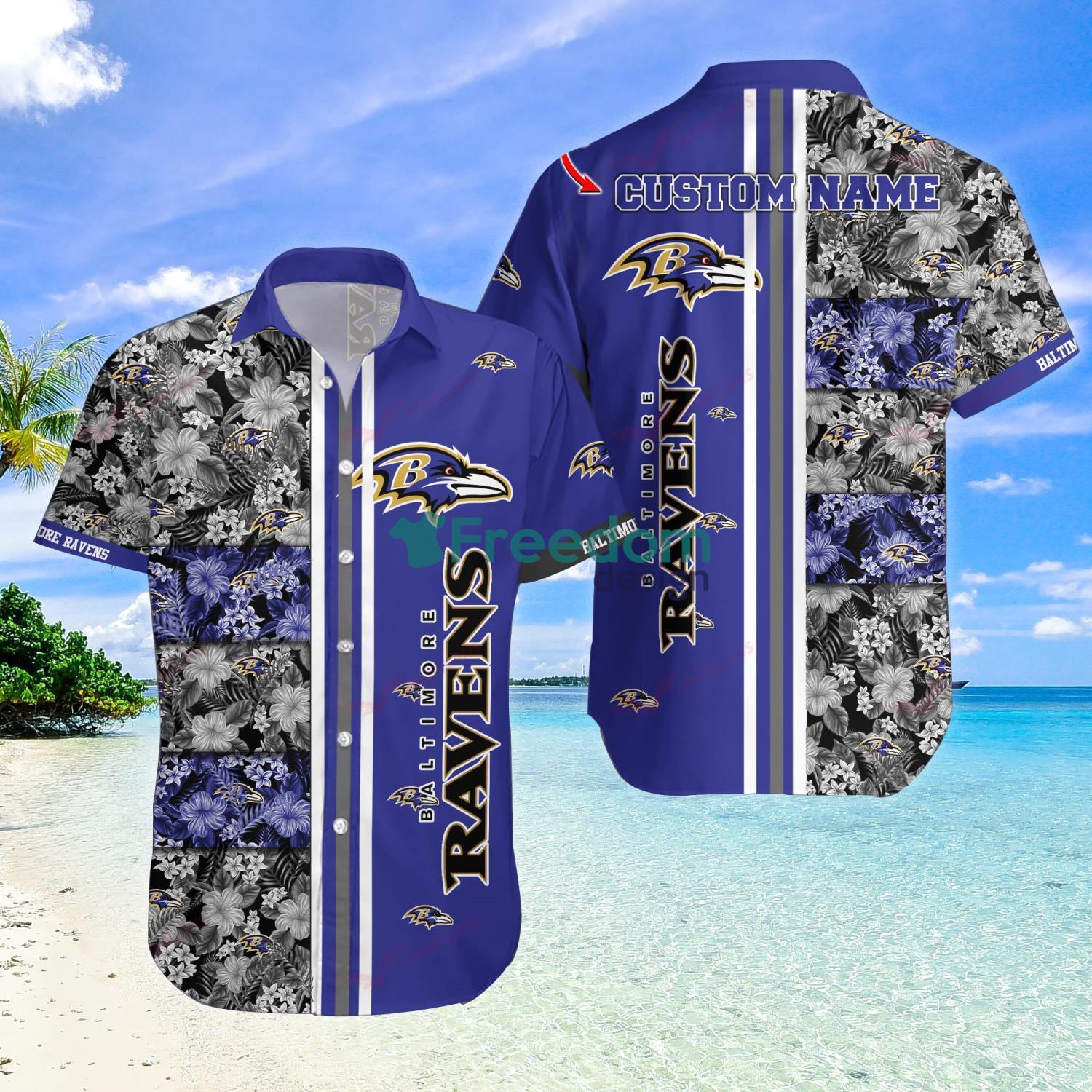 Baltimore Ravens NFL Custom Name Tropical Aloha Hawaiian Shirt