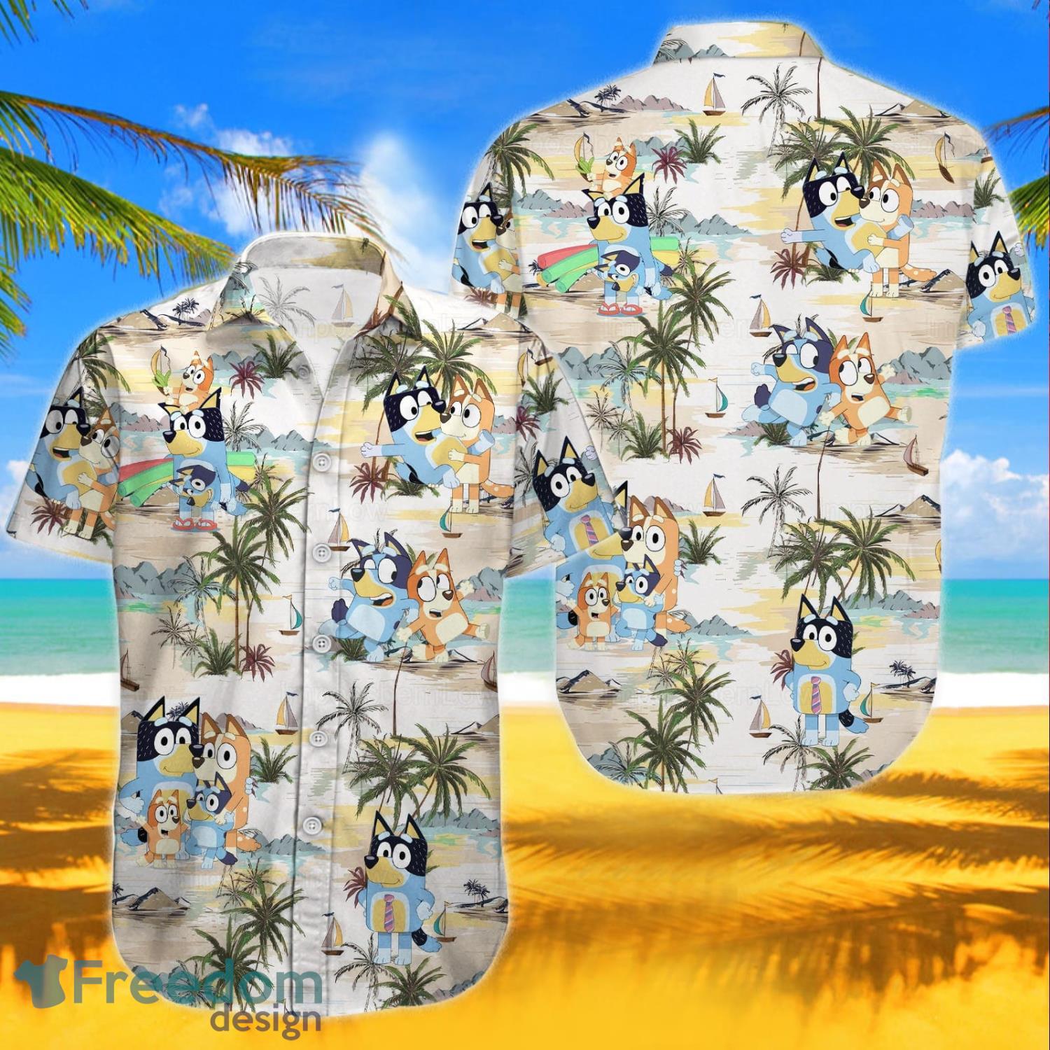 Bluey Button Up Shirts Fathers Gift Shirt Hawaiian Shirt And Shorts Product Photo 2 Bluey Button Up Shirts Fathers Gift Shirt Hawaiian Shirt And Shorts Product Photo 2