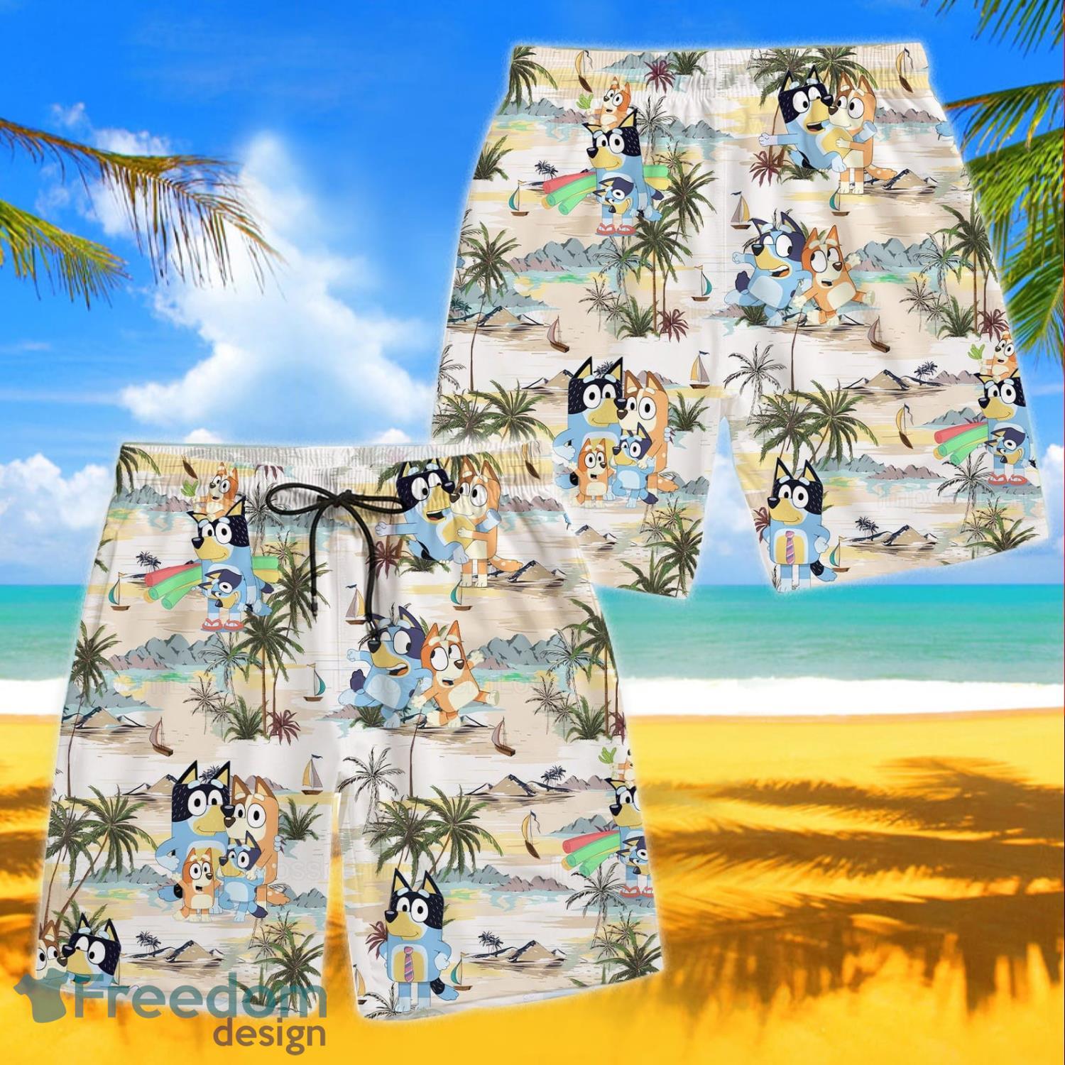 Bluey Button Up Shirts Fathers Gift Shirt Hawaiian Shirt And Shorts Product Photo 3 Bluey Button Up Shirts Fathers Gift Shirt Hawaiian Shirt And Shorts Product Photo 3