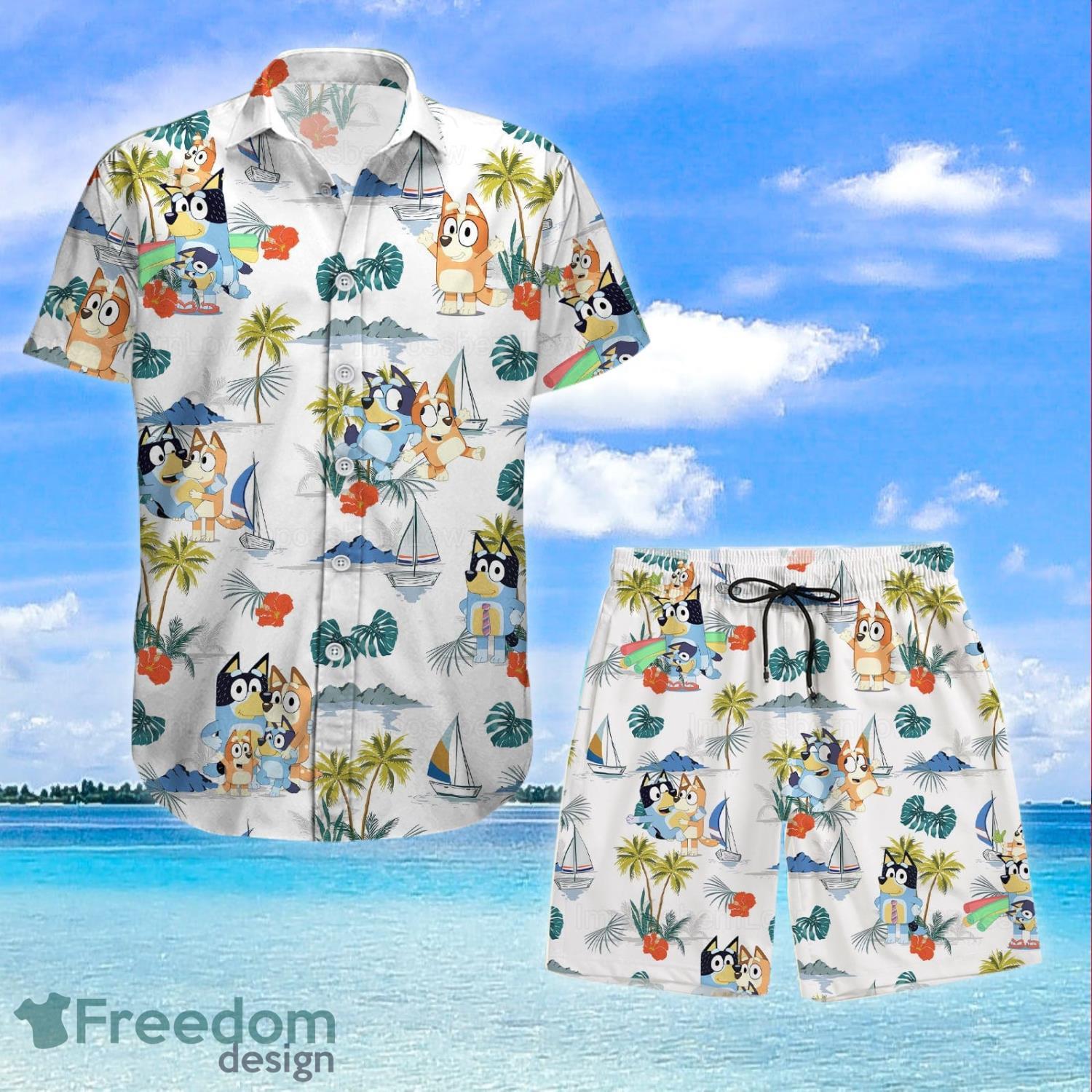 Bluey Friends Hawaiian Shirt, Bluey Birthday Gift, Bluey Button Up