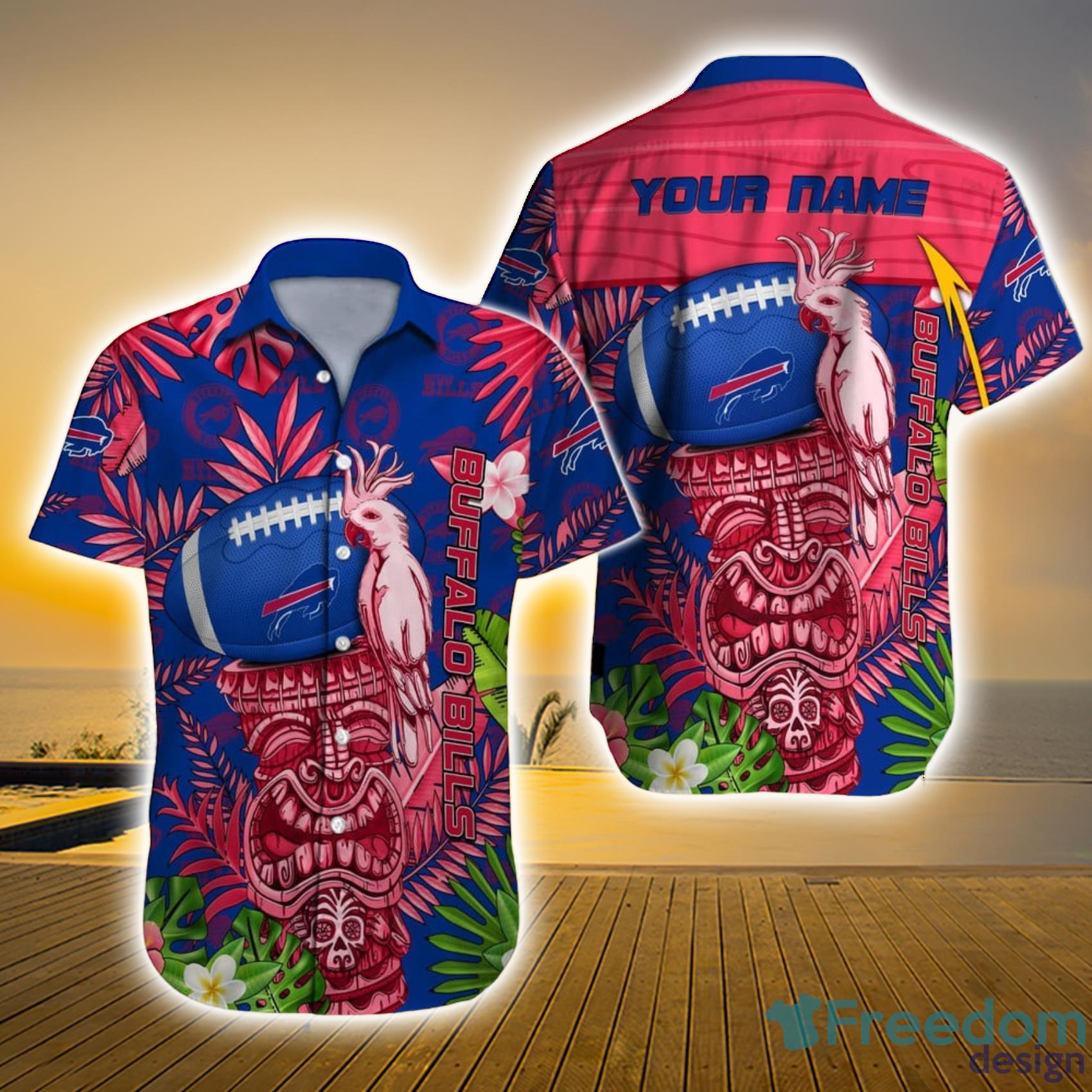 Buffalo Bills NFL Custom Name Hawaii Symbol Custom Name Tropical Full Print Hawaiian Shirt Product Photo 1