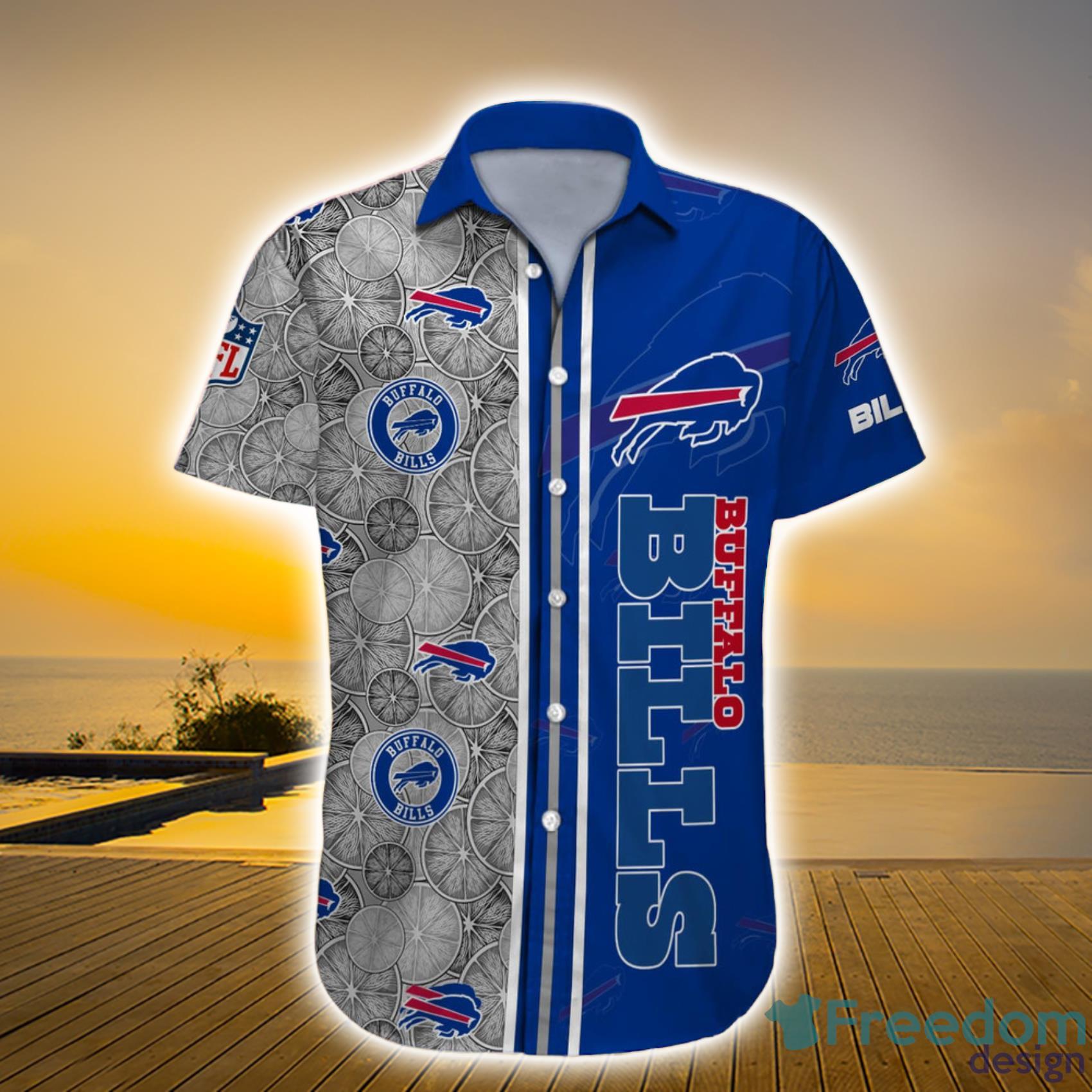 Buffalo Bills NFL Custom Name Lemon Sketch Art Pattern Short Sleeve Hawaiian Shirt For Men And Women Product Photo 1