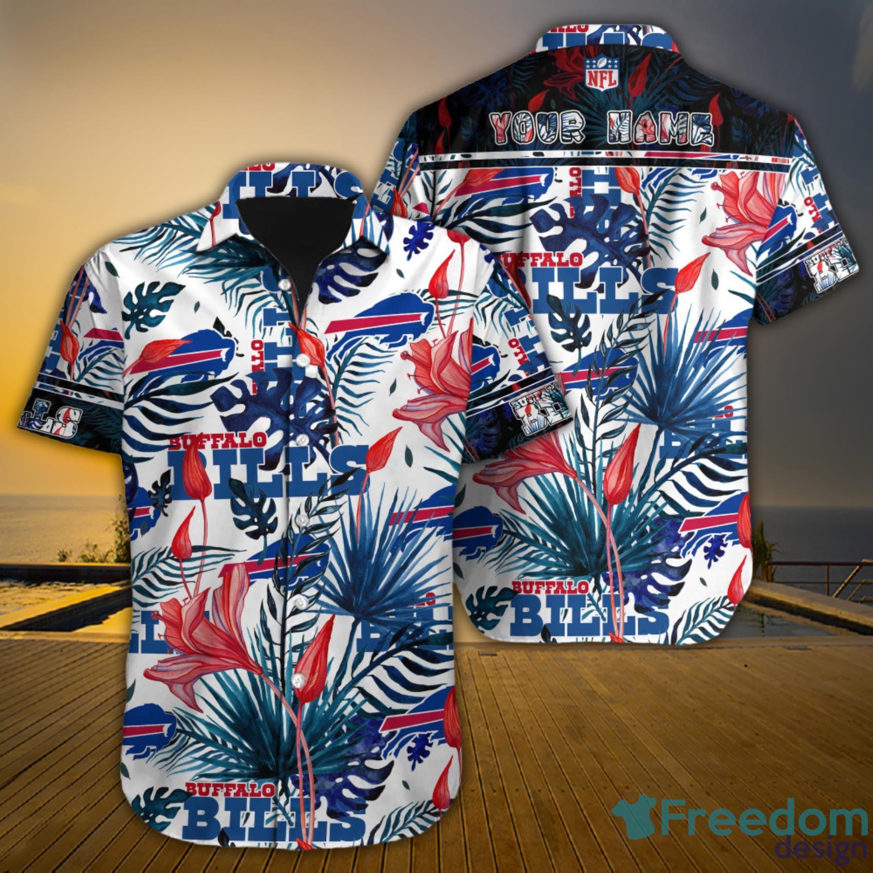 Buffalo Bills NFL Custom Name Tropical Pattern Style Aloha Hawaiian Shirt Product Photo 1