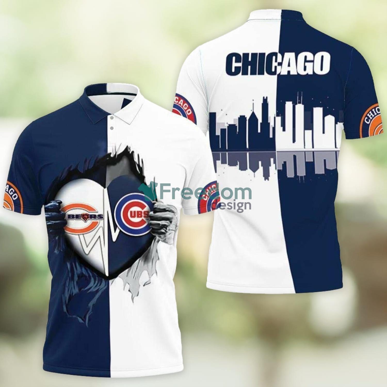 Chicago Bears Chicago Cubs Heartbeat Love Ripped Sport Fans 3D