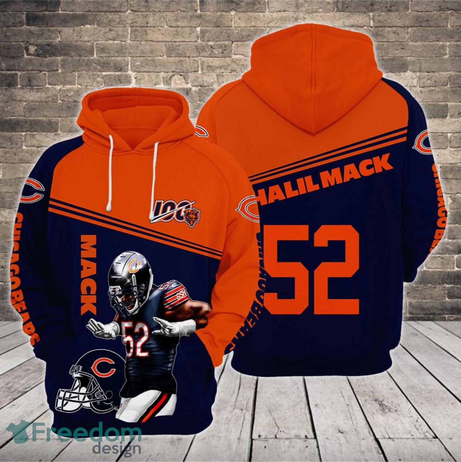 Custom Name Chicago Bears 3D Unisex Hoodie