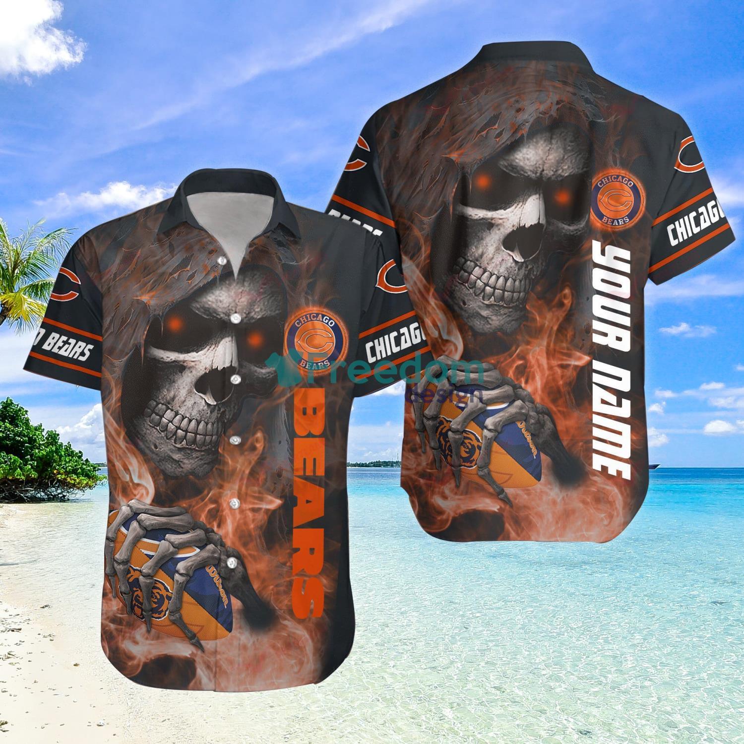 Chicago Bears Skull Diamon Halloween Hawaiian Shirt For Fans - Banantees