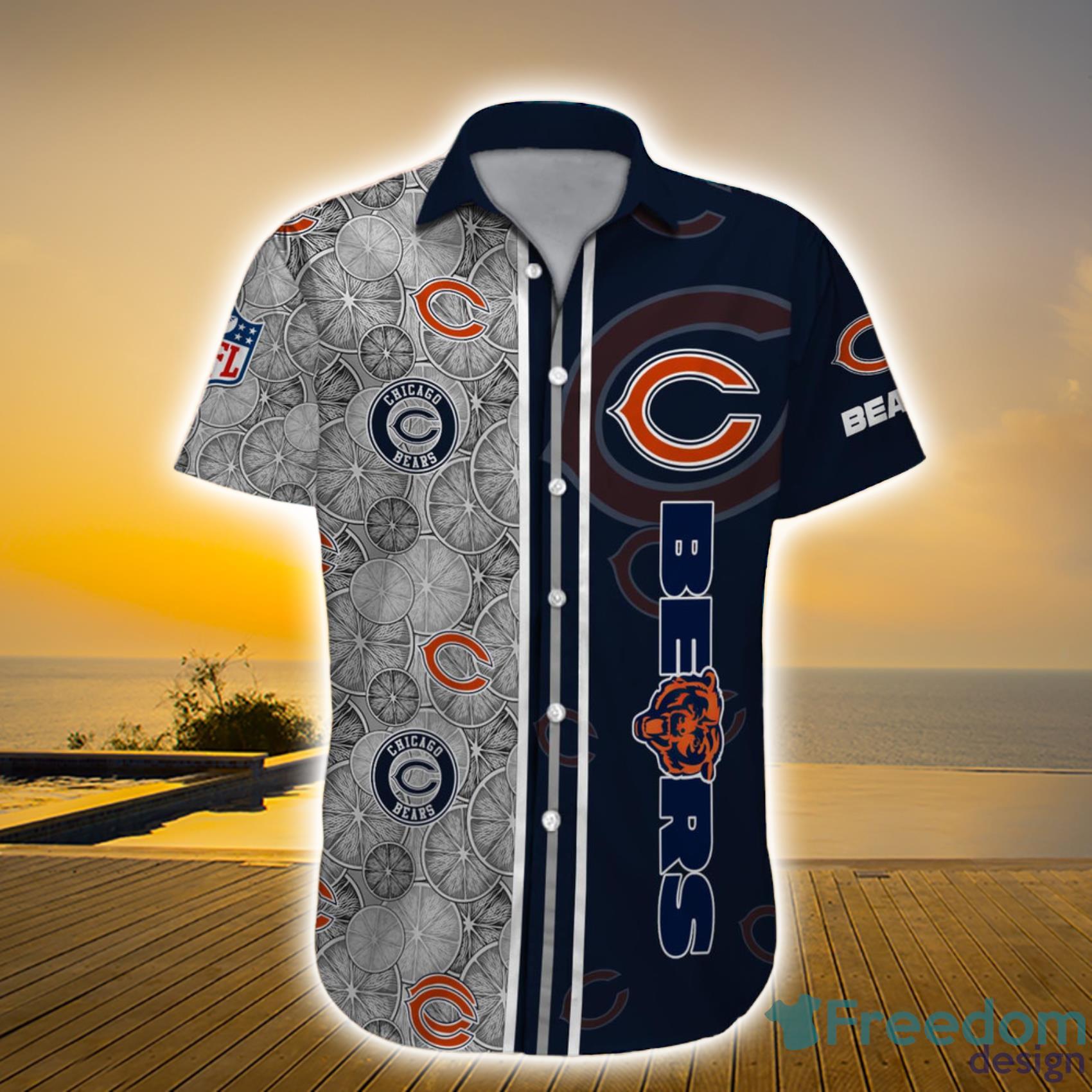 Chicago Bears NFL Custom Name Lemon Sketch Art Pattern Short Sleeve Hawaiian Shirt For Men And Women Product Photo 1