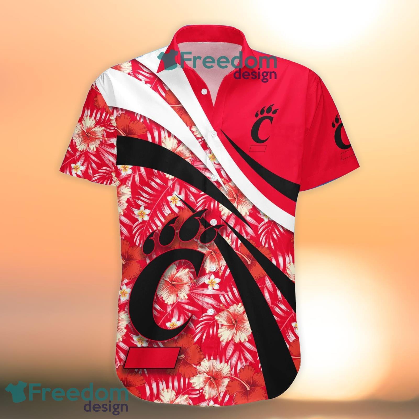 Cincinnati Bearcats NCAA Hibiscus Tropical Flower Hawaiian Shirt Gift For Summer Vacation image Cincinnati Bearcats NCAA Hibiscus Tropical Flower Hawaiian Shirt Gift For Summer Vacation Product Photo 2