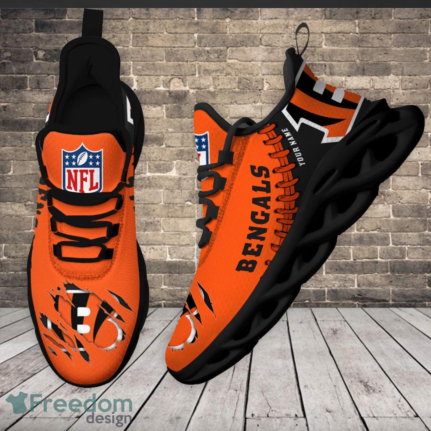 Cincinnati Bengals NFL Black Orange Color Max Soul Shoes