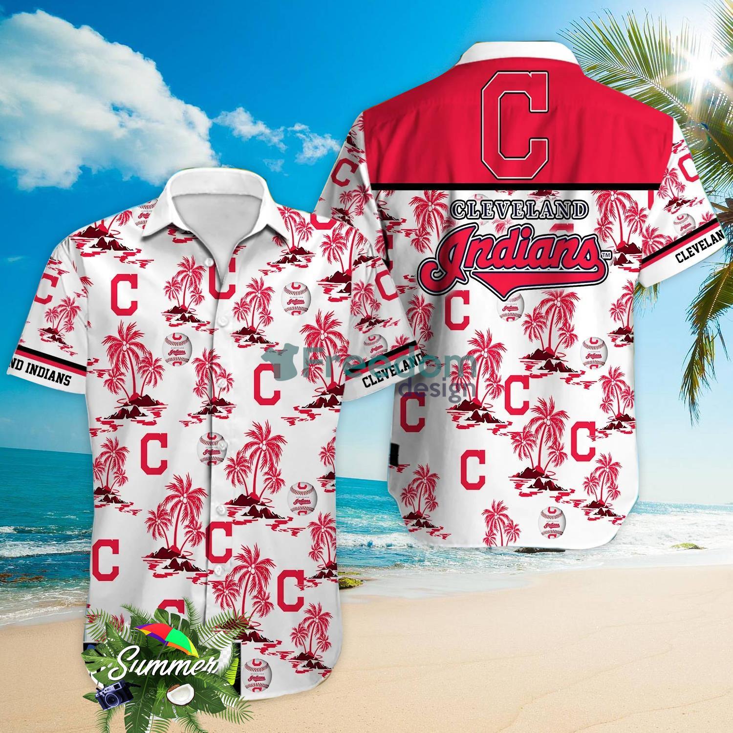 Cleveland Indians MLB Coconut Pattern White Hawaiian Shirt