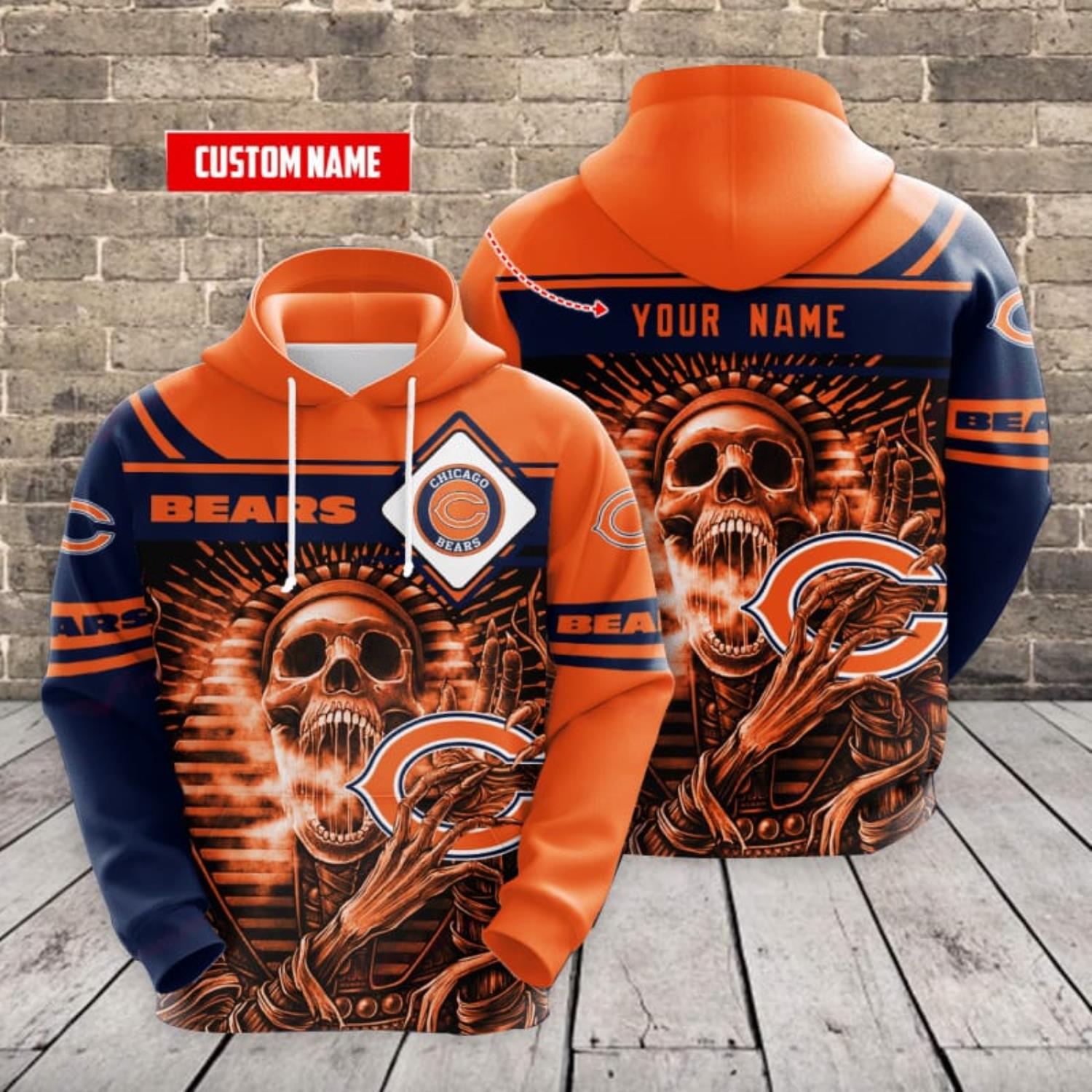 Custom Name Cincinnati Bengals Skull Print 3D Hoodie Halloween