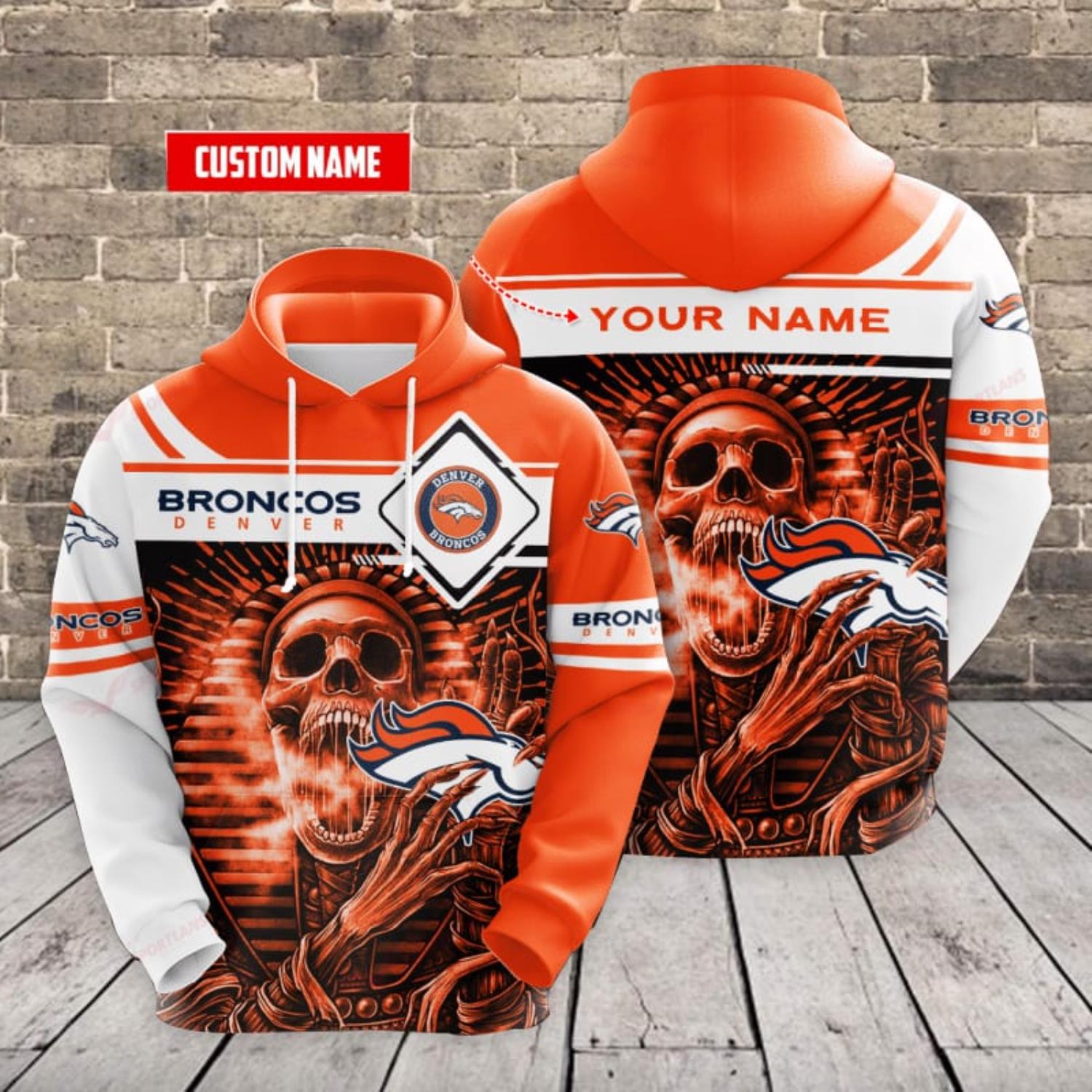 Denver Broncos Baseball Jersey 3D Shirts Print Skull Custom Name For Fans -  Freedomdesign