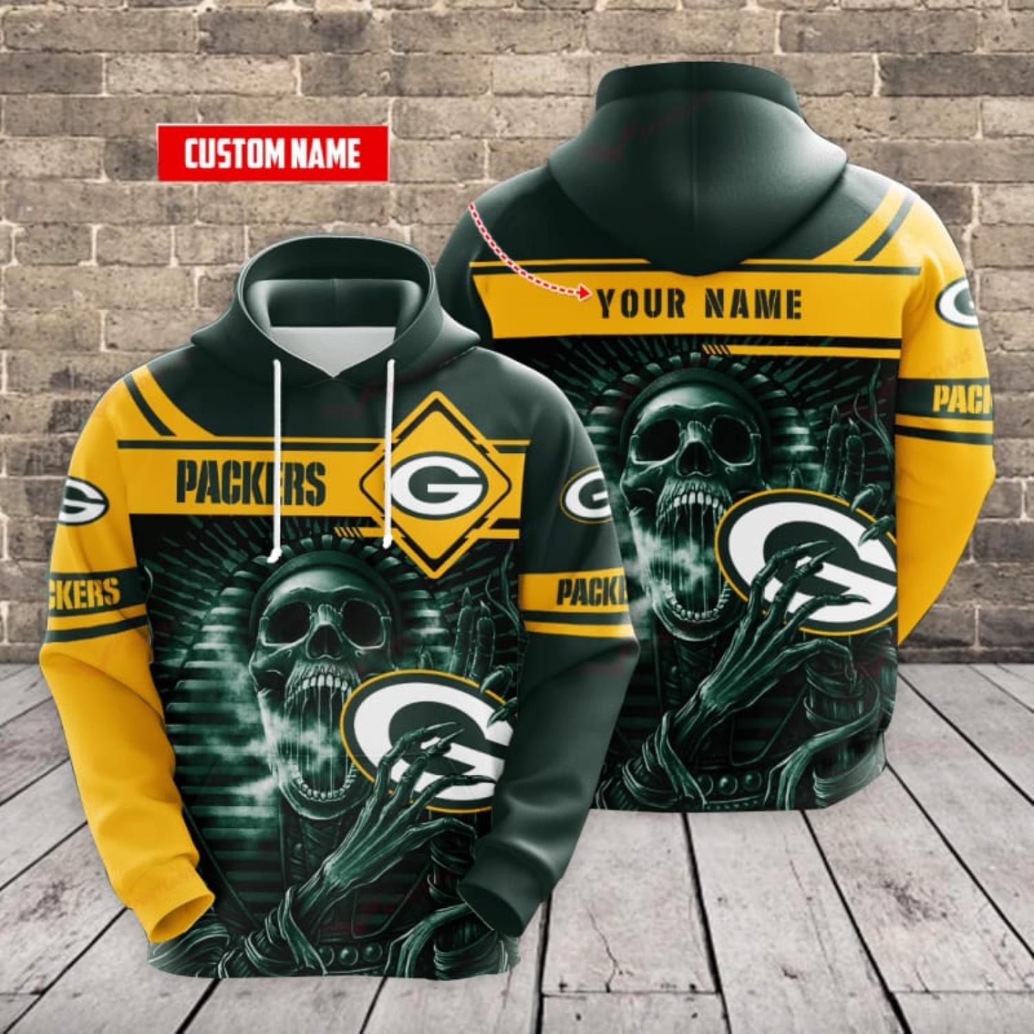 packers skull hoodie