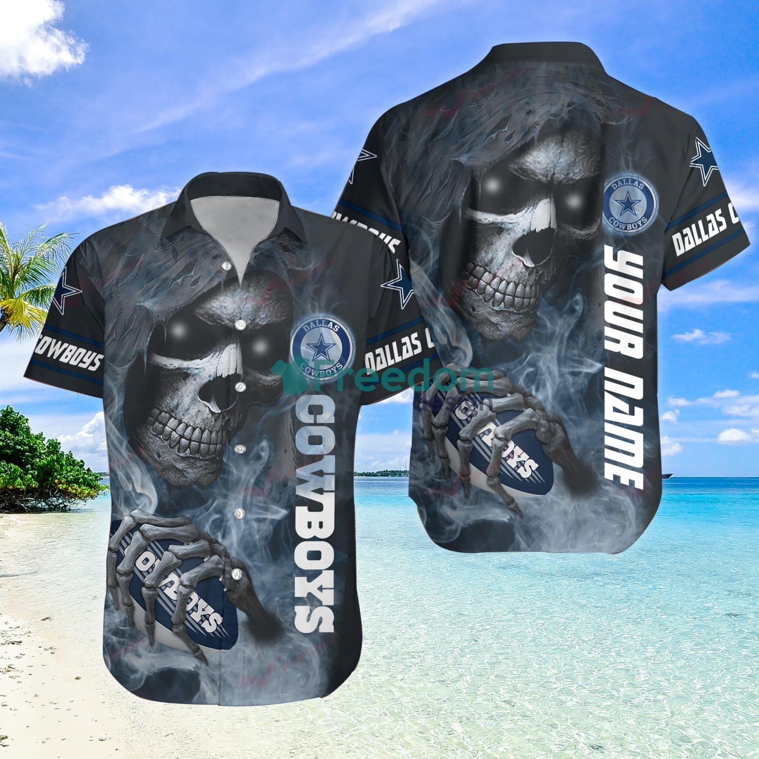 Dallas Cowboys Skull Diamon Halloween Hawaiian Shirt For Fans - Banantees