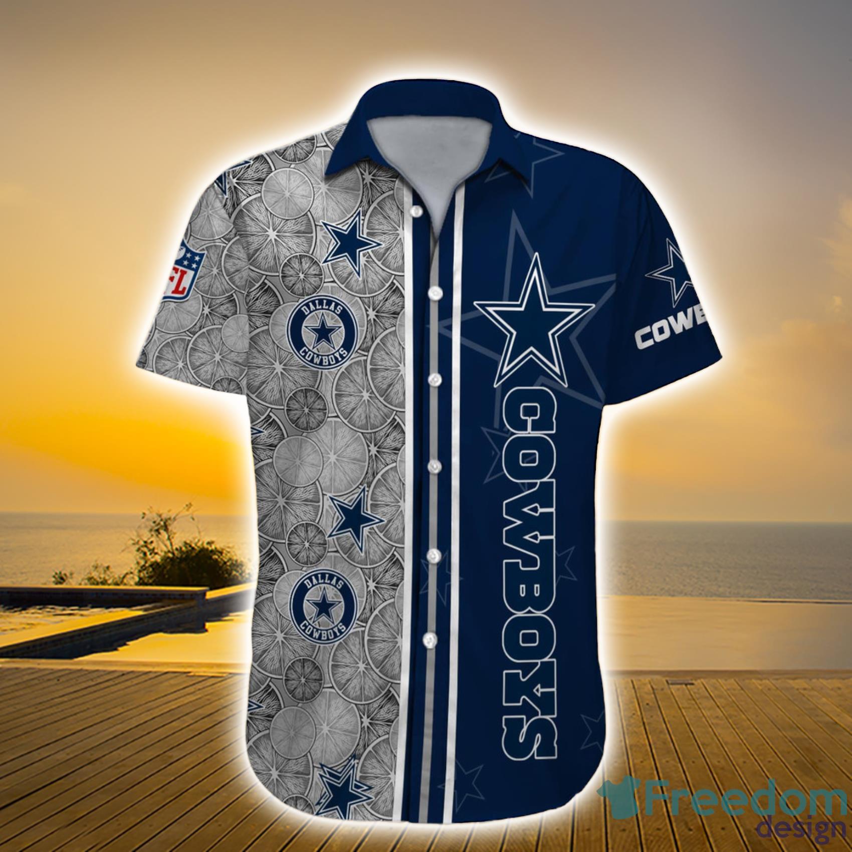 Dallas Cowboys NFL Custom Name Lemon Sketch Art Pattern Short Sleeve Hawaiian Shirt For Men And Women Product Photo 1
