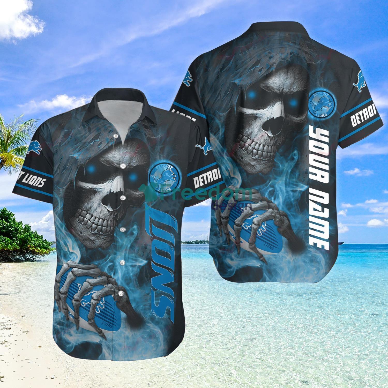 Detroit Lions NFL Custom Name Hawaiian Shirt Skull Trending 2023