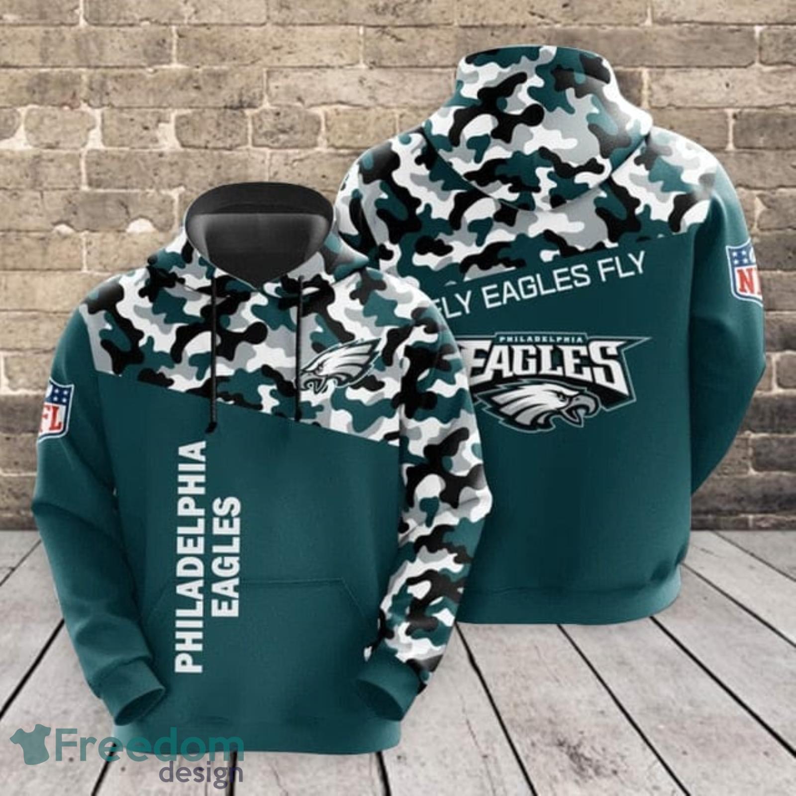 Green Philadelphia Eagles Hoodie 3D Camo Fly Eagles Fly