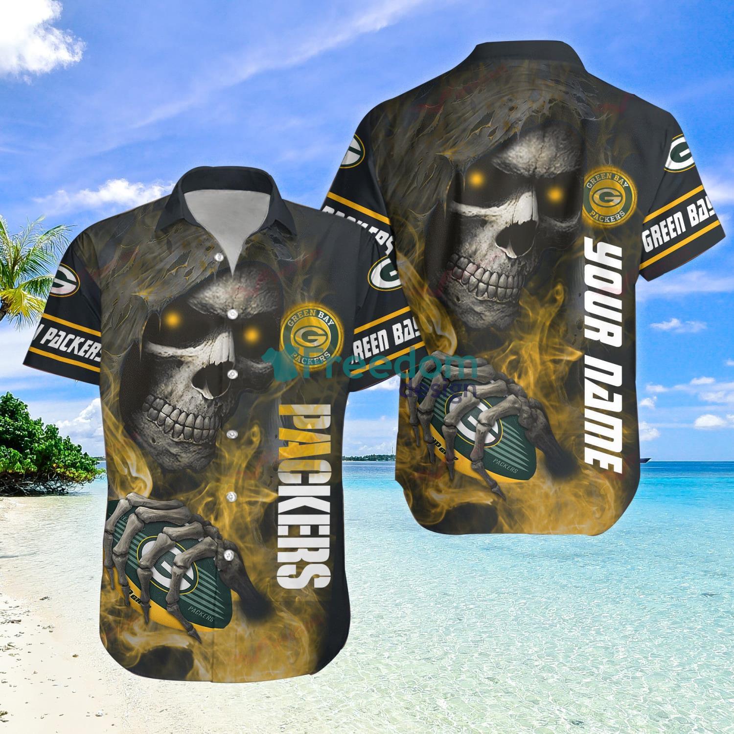 Green Bay Packers Hawaiian Jungle Skull NFL Beach Summer Men And