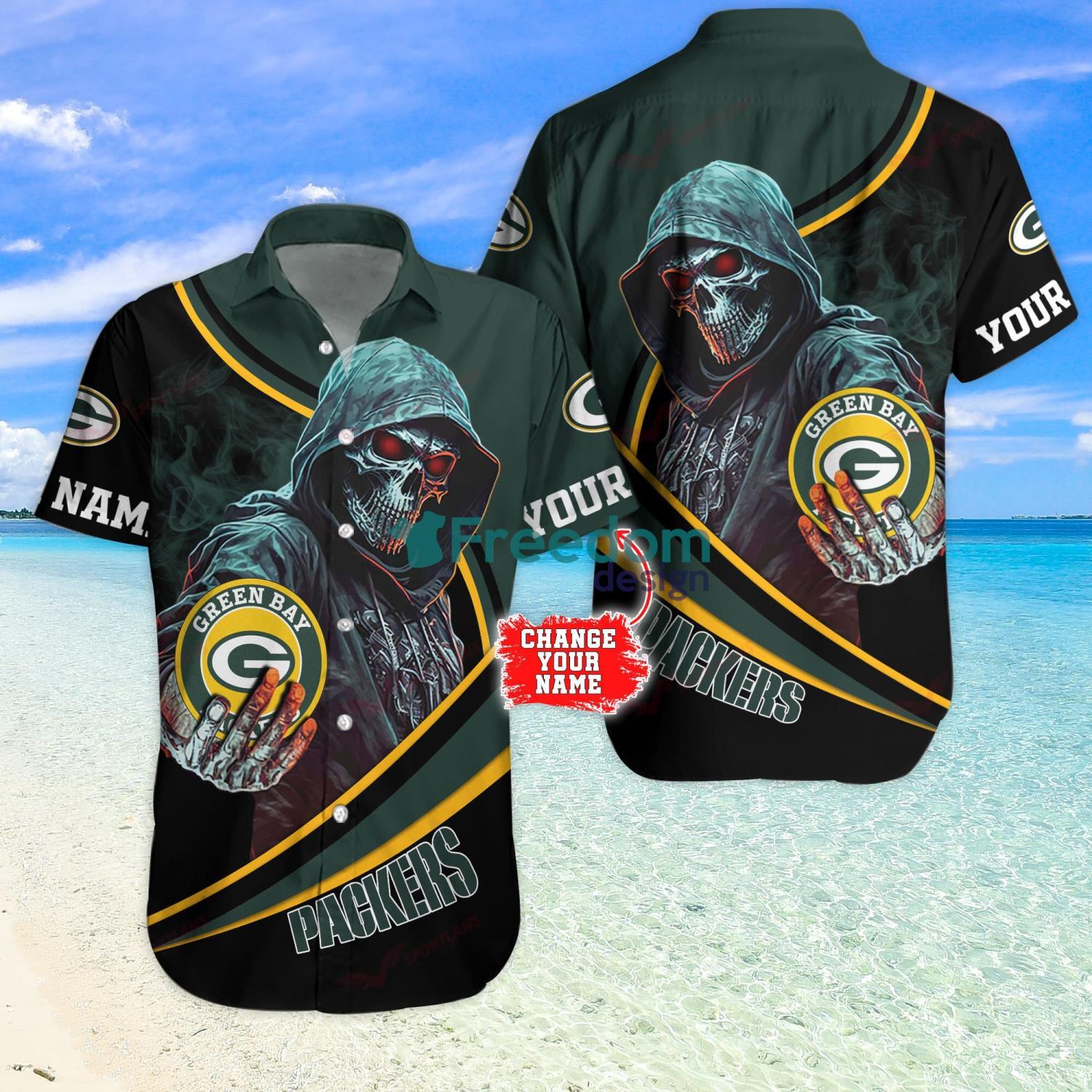 Green Bay Packers Skull Diamon Halloween Hawaiian Shirt For Fans - Banantees