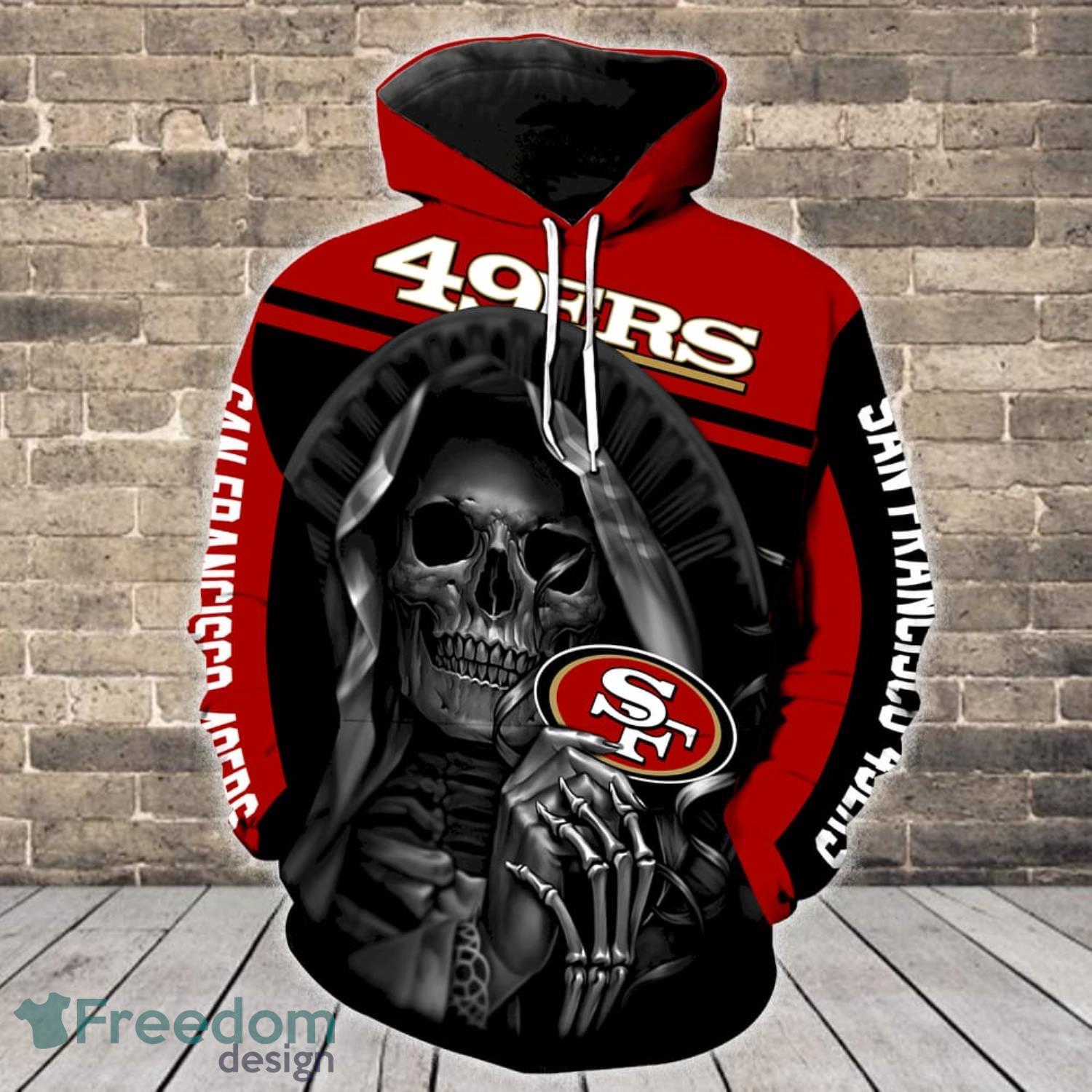 Custom Name San Francisco 49ers Skull Print 3D Hoodie Halloween Gift For  Fans - Freedomdesign