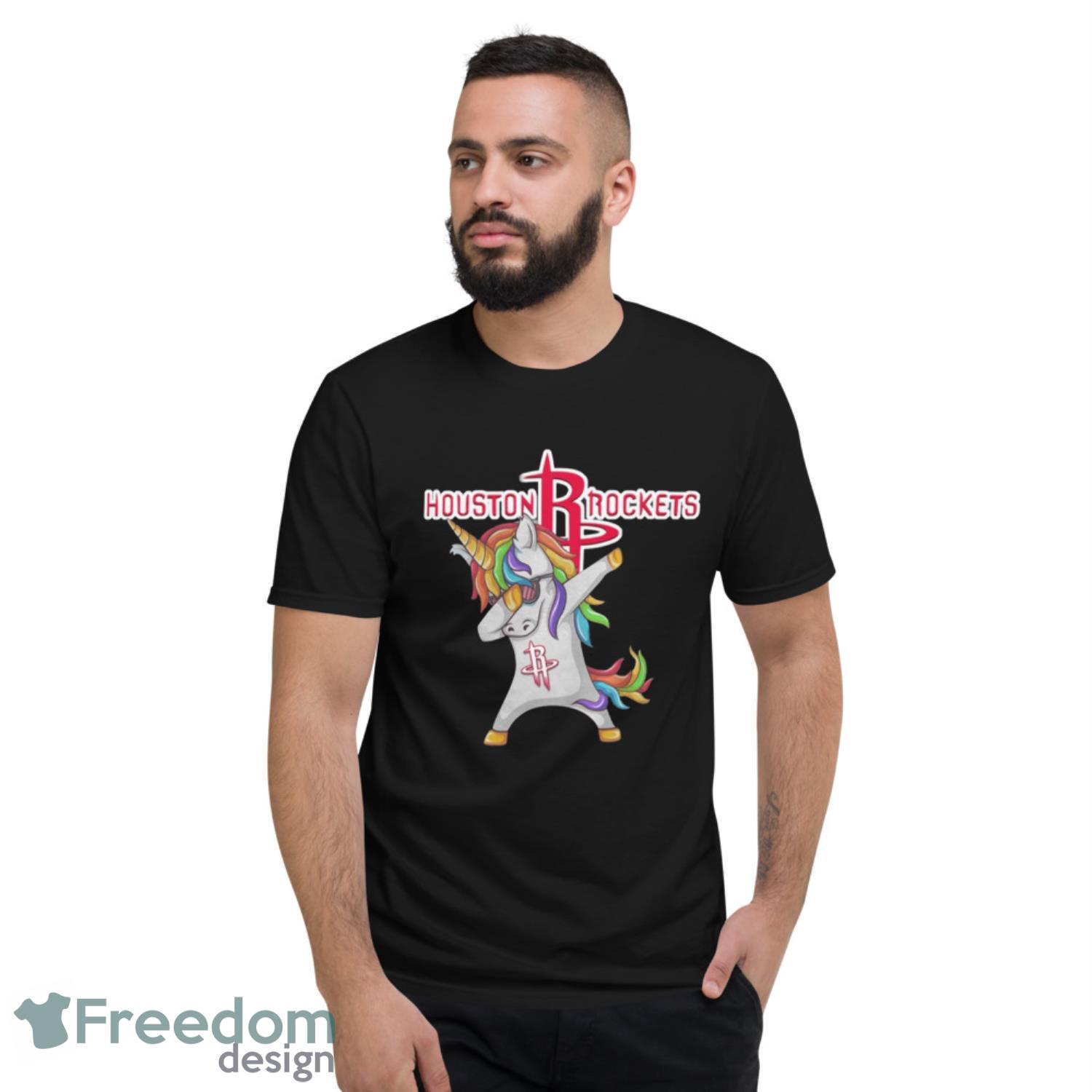 Houston Rockets NBA Basketball Funny Unicorn Dabbing Sports T Shirt image Houston Rockets NBA Basketball Funny Unicorn Dabbing Sports T Shirt - Short Sleeve T-Shirt