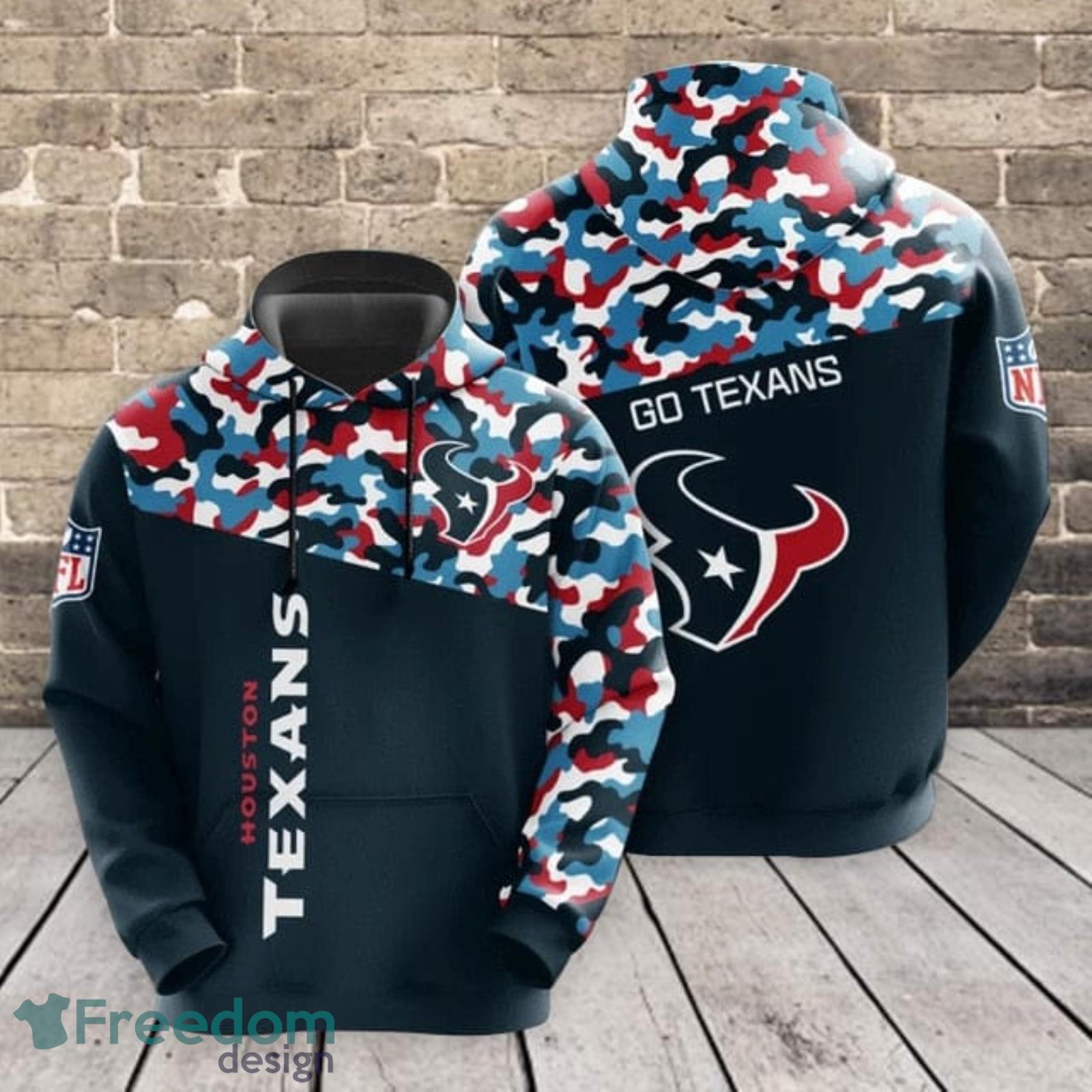 Houston Texans Camouflage Pattern 3D Hoodie For Fans - Freedomdesign