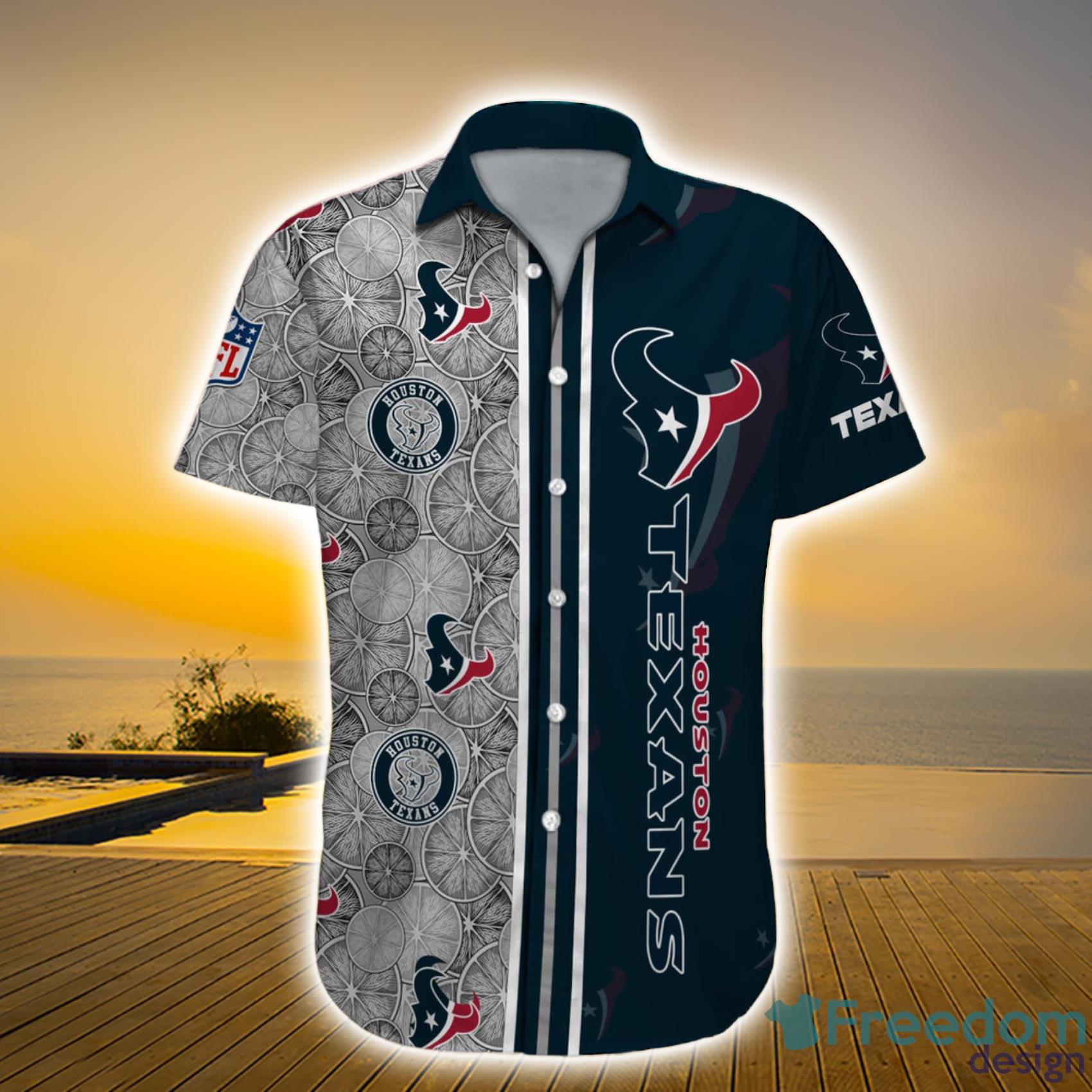 Houston Texans NFL Custom Name Lemon Sketch Art Pattern Short Sleeve Hawaiian Shirt For Men And Women Product Photo 1