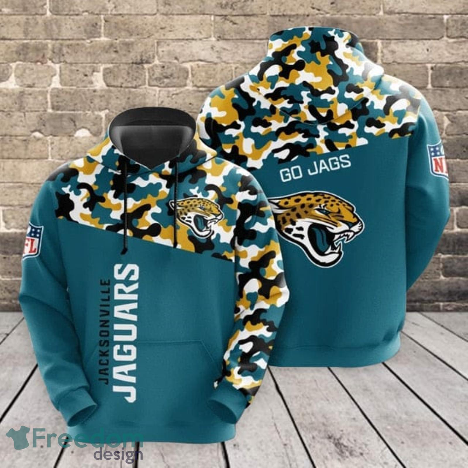 NFL Jacksonville Jaguars Camouflage Blue Hoodie, Zip Hoodie 3D All Over  Print For Fans